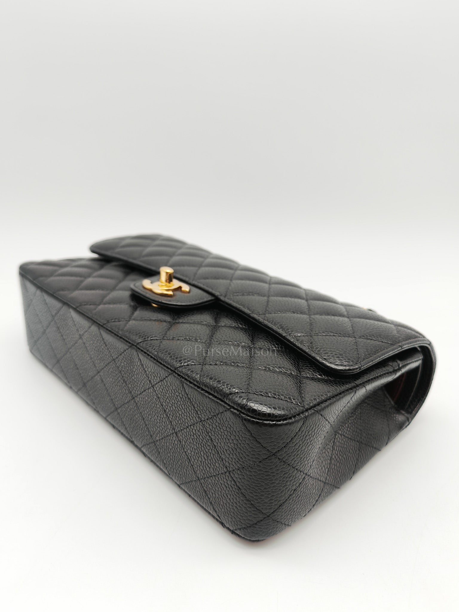 Chanel Classic Double Flap Medium in Black Caviar Leather Gold Hardware (Series 30)
