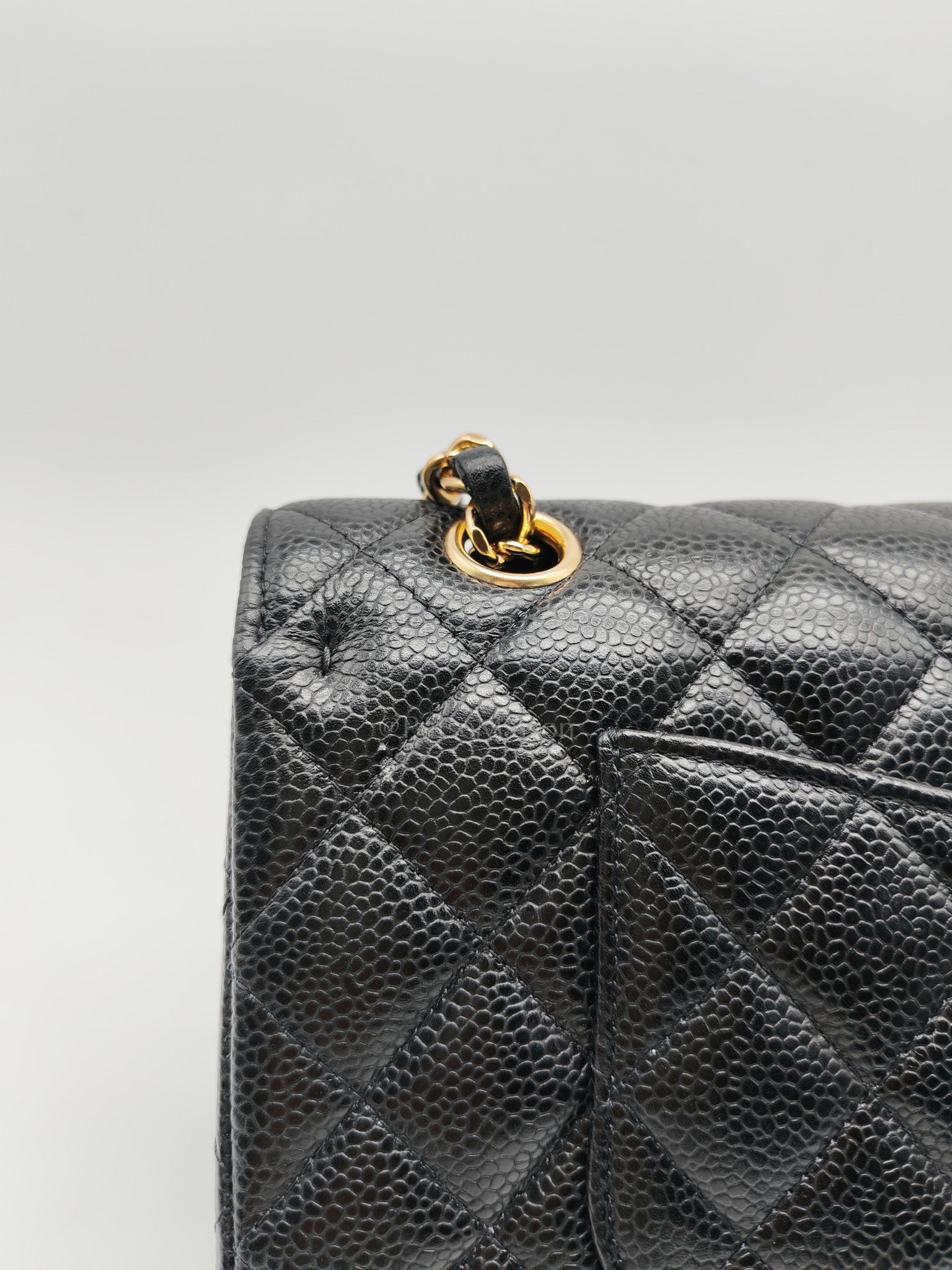 Chanel Classic Double Flap Medium in Black Caviar Leather Gold Hardware (Series 30)