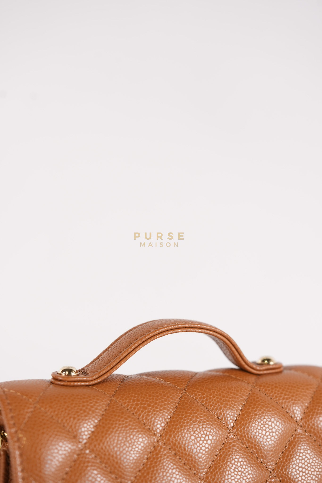 Business Affinity Wallet on Chain (WOC) In Caramel Caviar Leather and Light Gold Hardware (Microchip) | Purse Maison Luxury Bags Shop