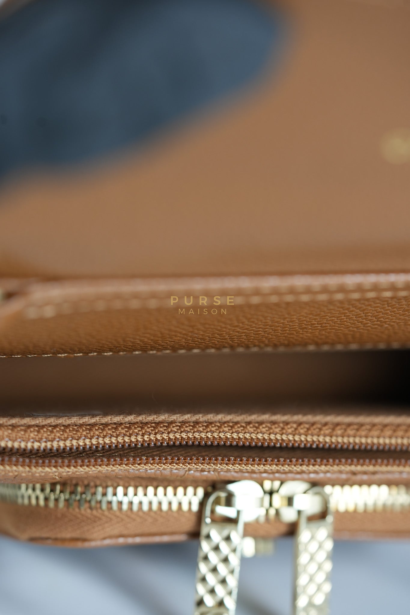 Business Affinity Wallet on Chain (WOC) In Caramel Caviar Leather and Light Gold Hardware (Microchip) | Purse Maison Luxury Bags Shop