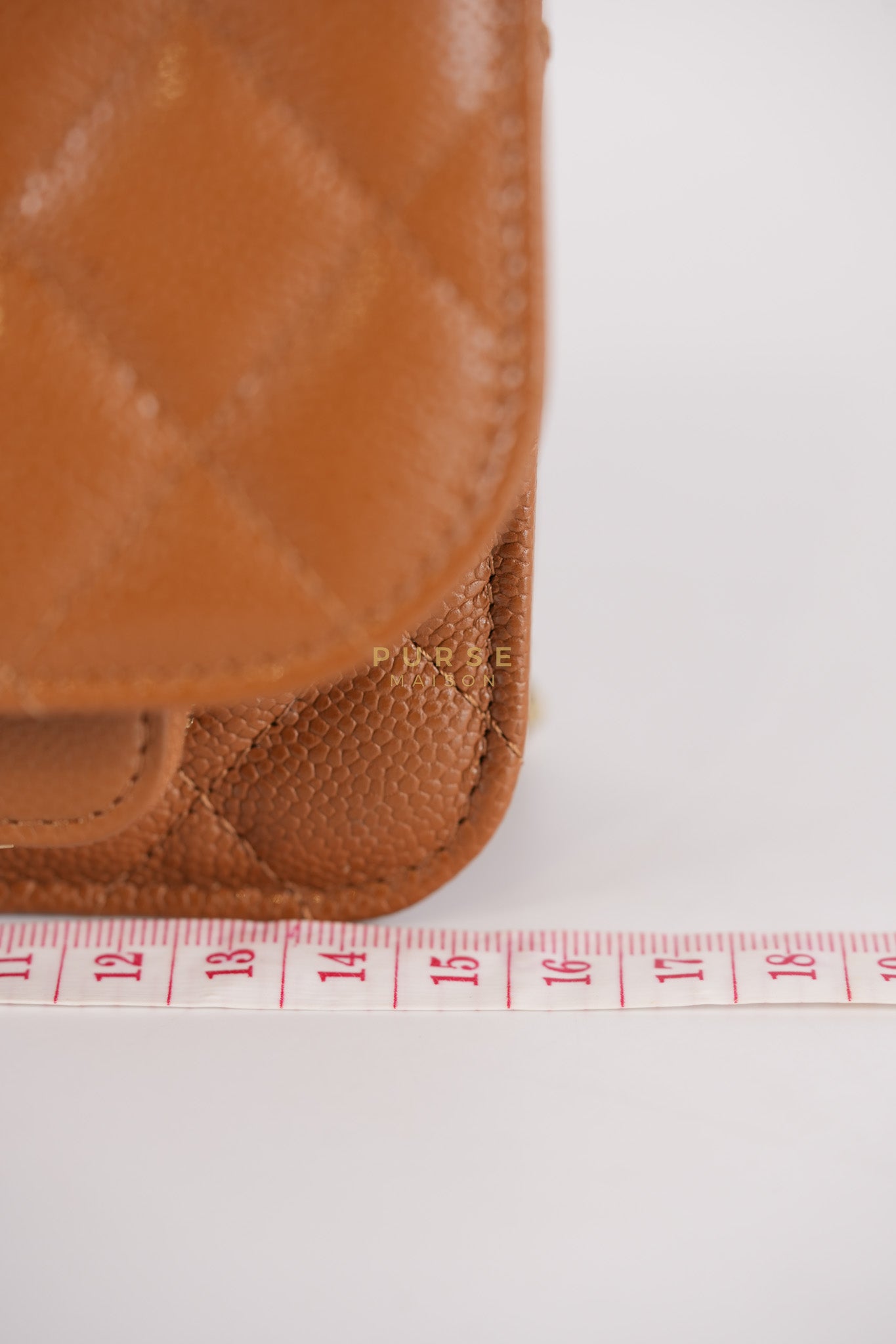 Business Affinity Wallet on Chain (WOC) In Caramel Caviar Leather and Light Gold Hardware (Microchip) | Purse Maison Luxury Bags Shop