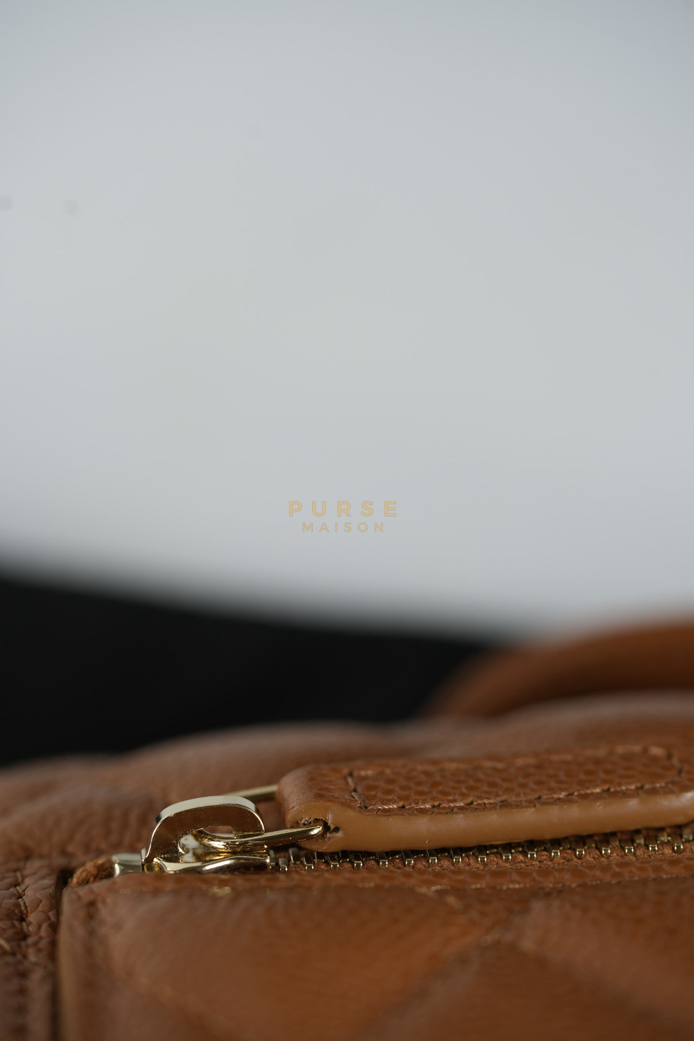 Business Affinity Wallet on Chain (WOC) In Caramel Caviar Leather and Light Gold Hardware (Microchip) | Purse Maison Luxury Bags Shop