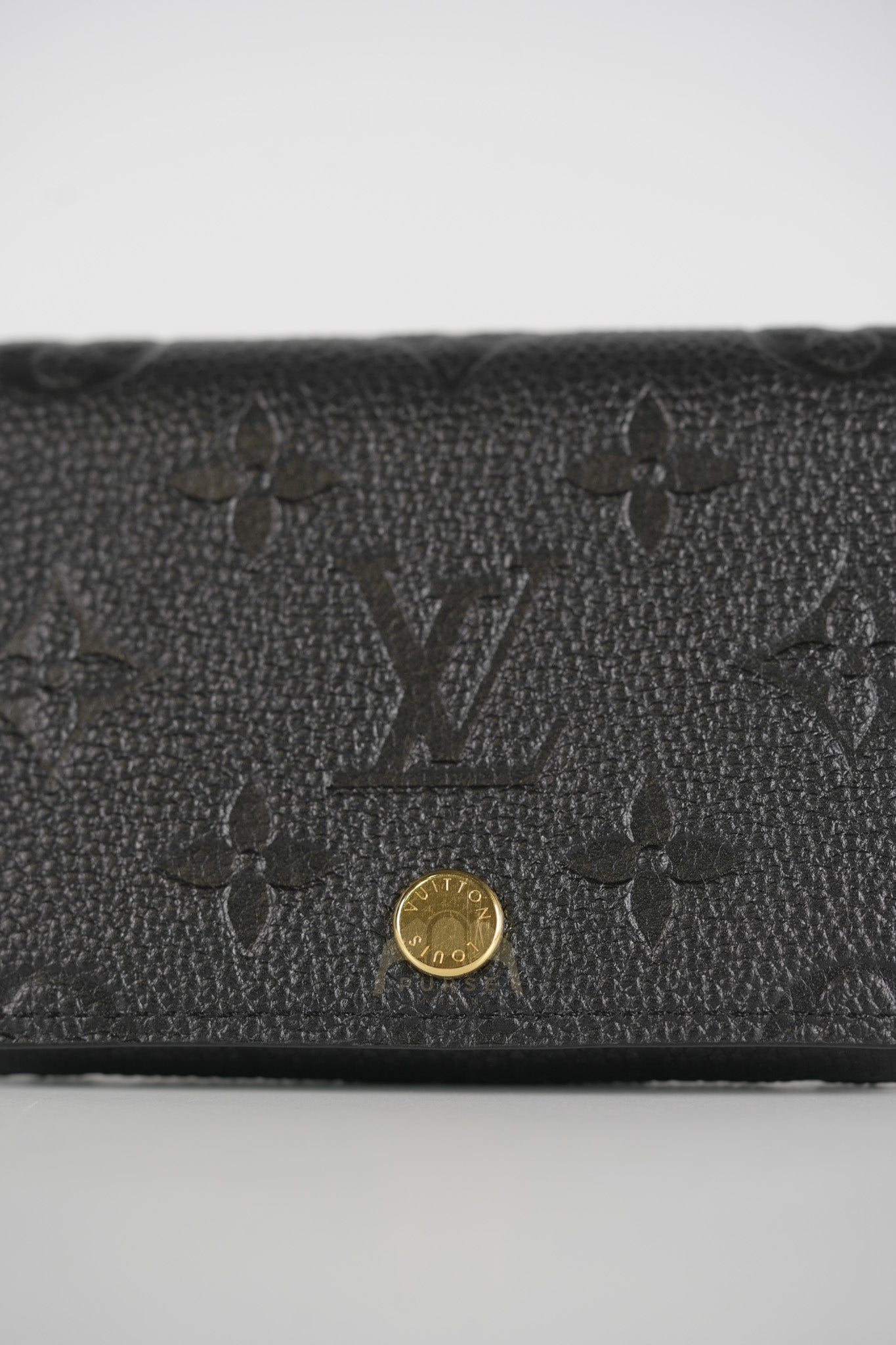 Business Card Holder in Black Monogram Empreinte Leather Microchip | Purse Maison Luxury Bags Shop