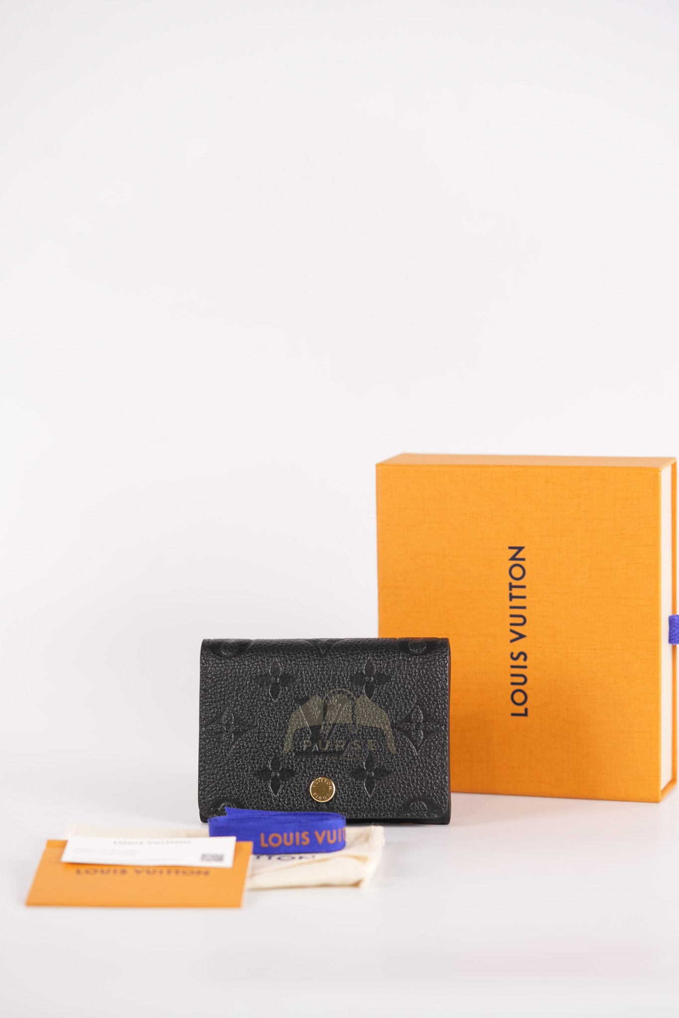 Business Card Holder in Black Monogram Empreinte Leather Microchip | Purse Maison Luxury Bags Shop