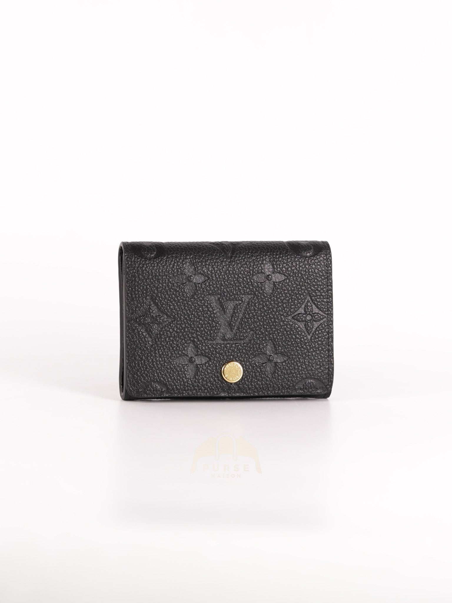 Business Card Holder in Black Monogram Empreinte Leather Microchip | Purse Maison Luxury Bags Shop