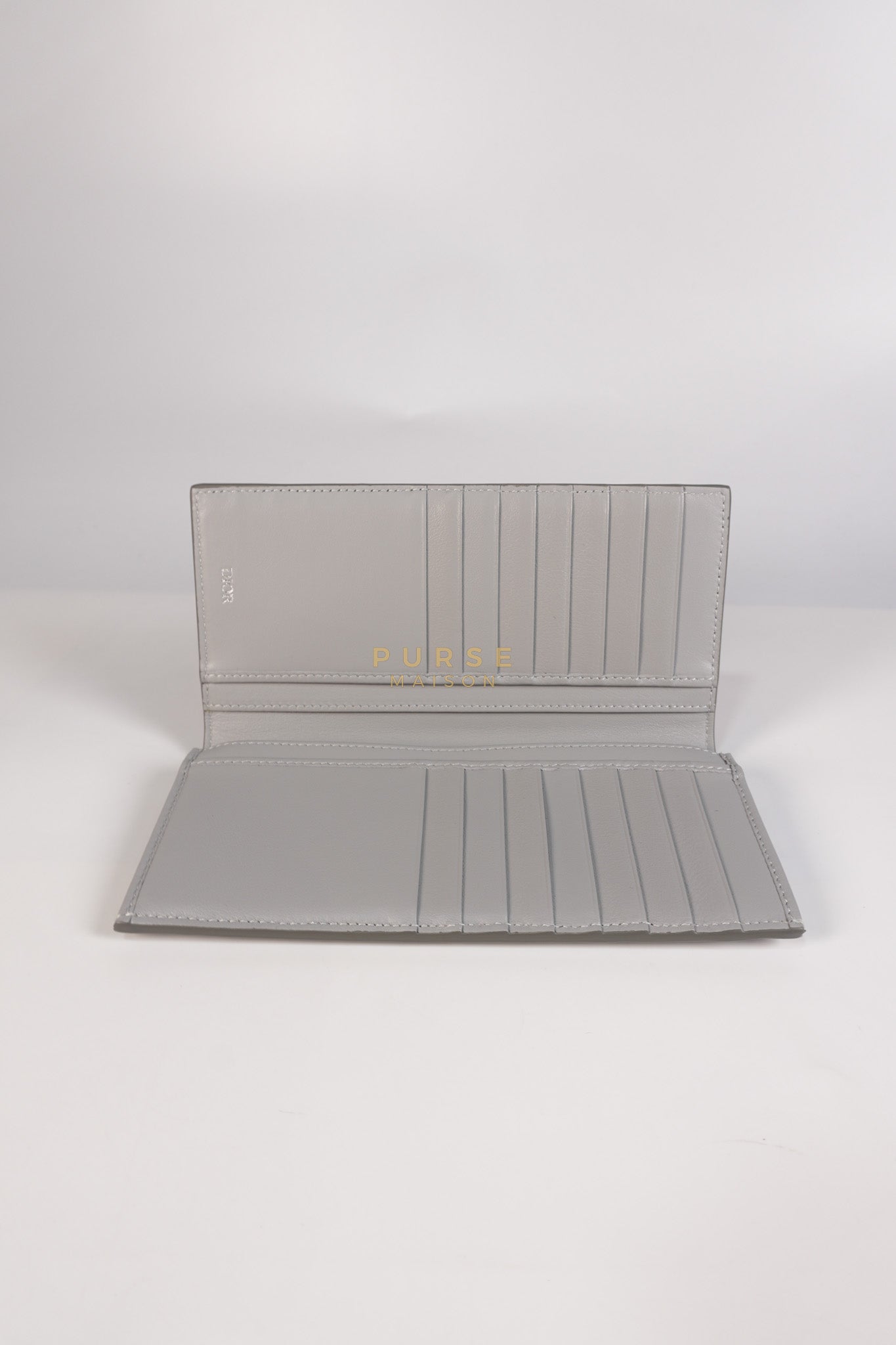 Business Card Holder/Long Vertical Wallet in Gray Diamond Canvas | Purse Maison Luxury Bags Shop
