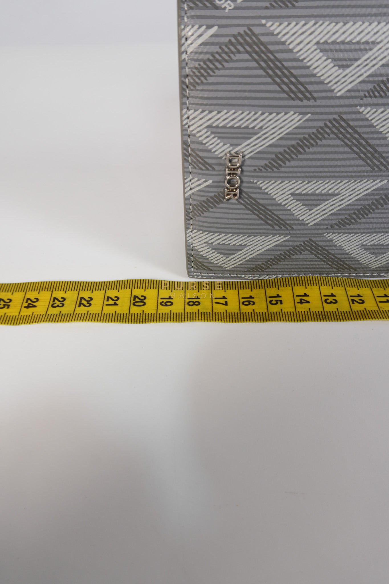 Business Card Holder/Long Vertical Wallet in Gray Diamond Canvas | Purse Maison Luxury Bags Shop