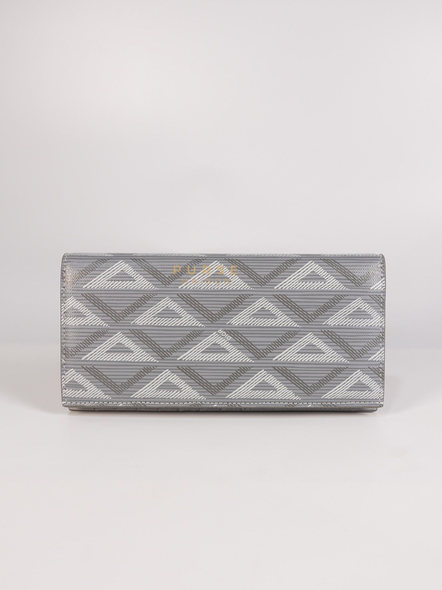 Business Card Holder/Long Vertical Wallet in Gray Diamond Canvas | Purse Maison Luxury Bags Shop