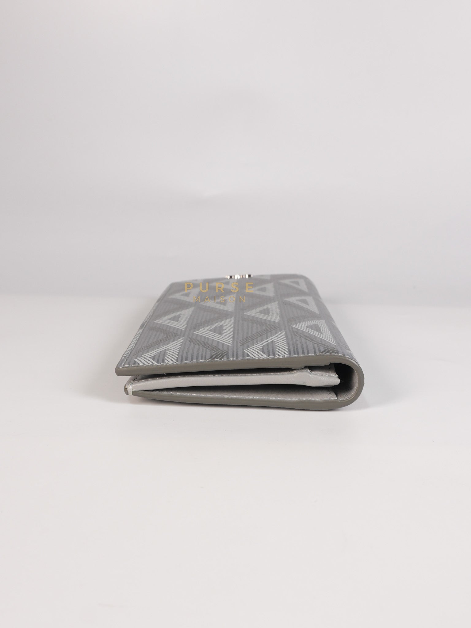Business Card Holder/Long Vertical Wallet in Gray Diamond Canvas | Purse Maison Luxury Bags Shop
