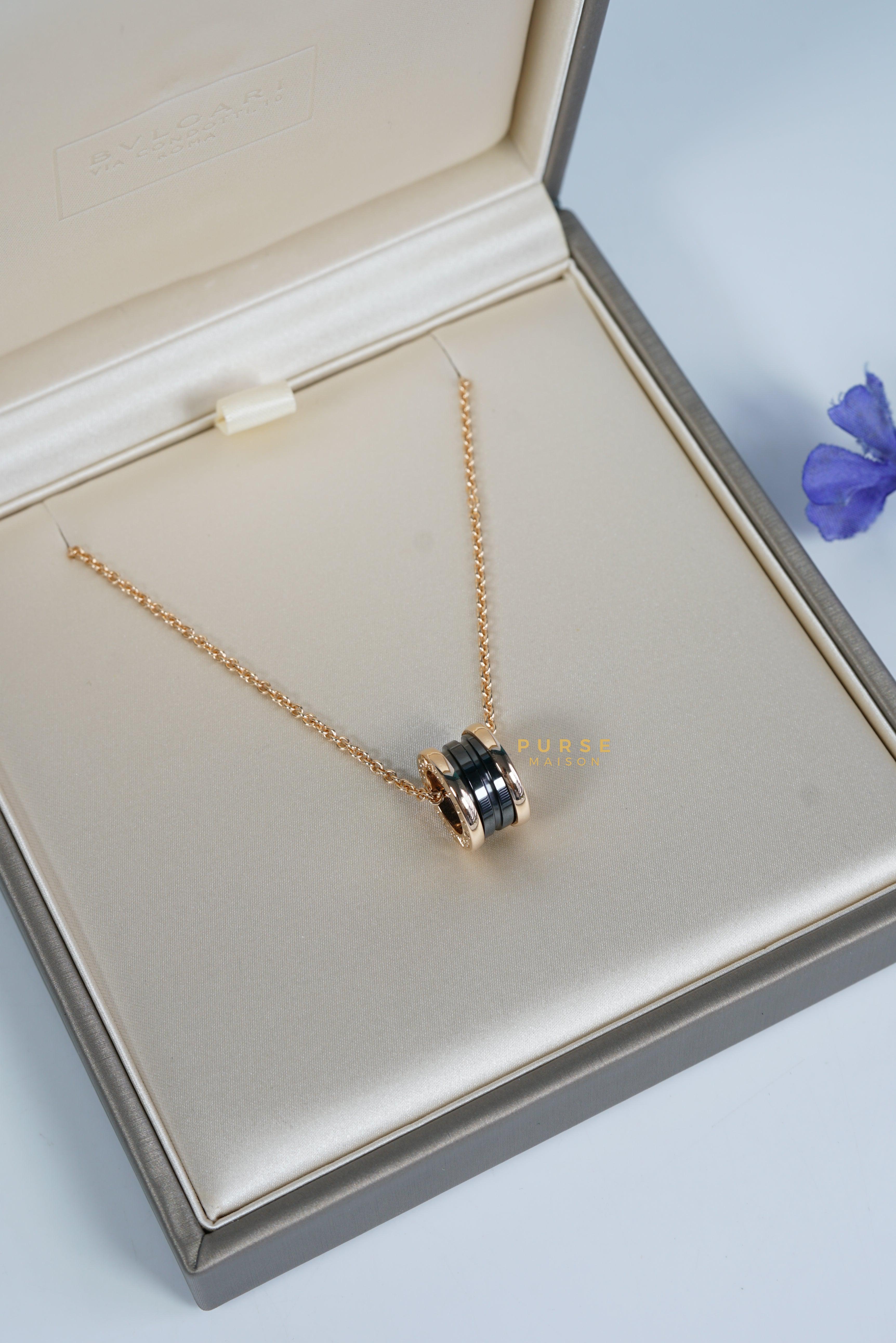Bvlgari B.Zero 1 Rose Gold Necklace and Black Ceramic Pendant