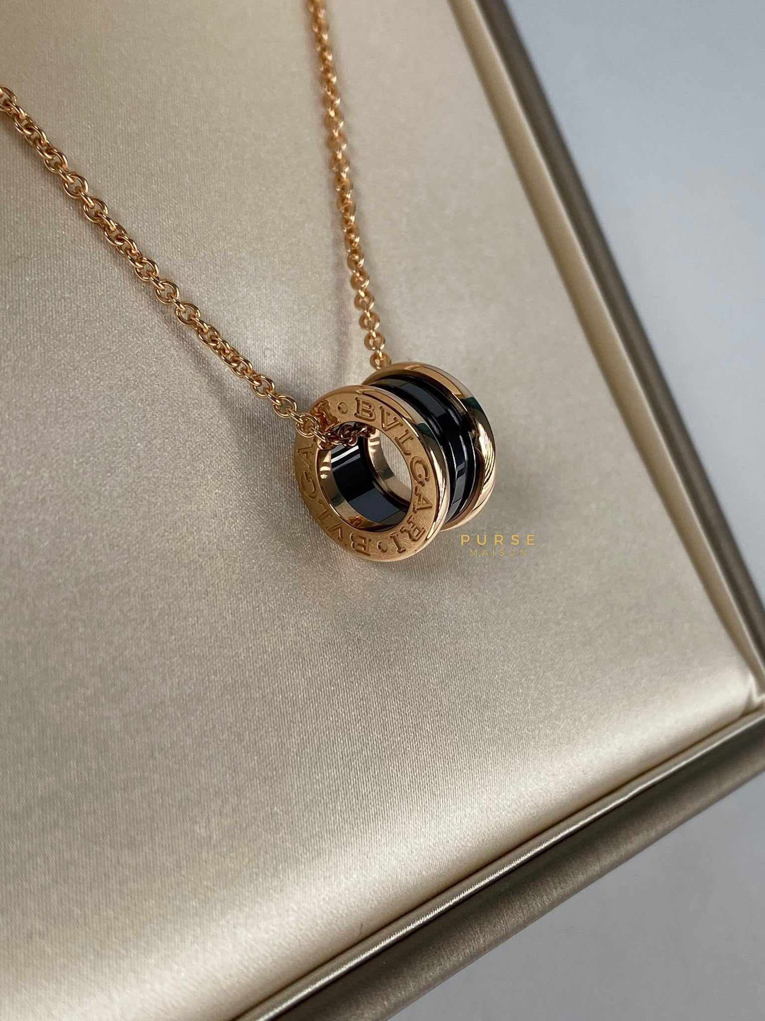 Bvlgari B.Zero 1 Rose Gold Necklace and Black Ceramic Pendant