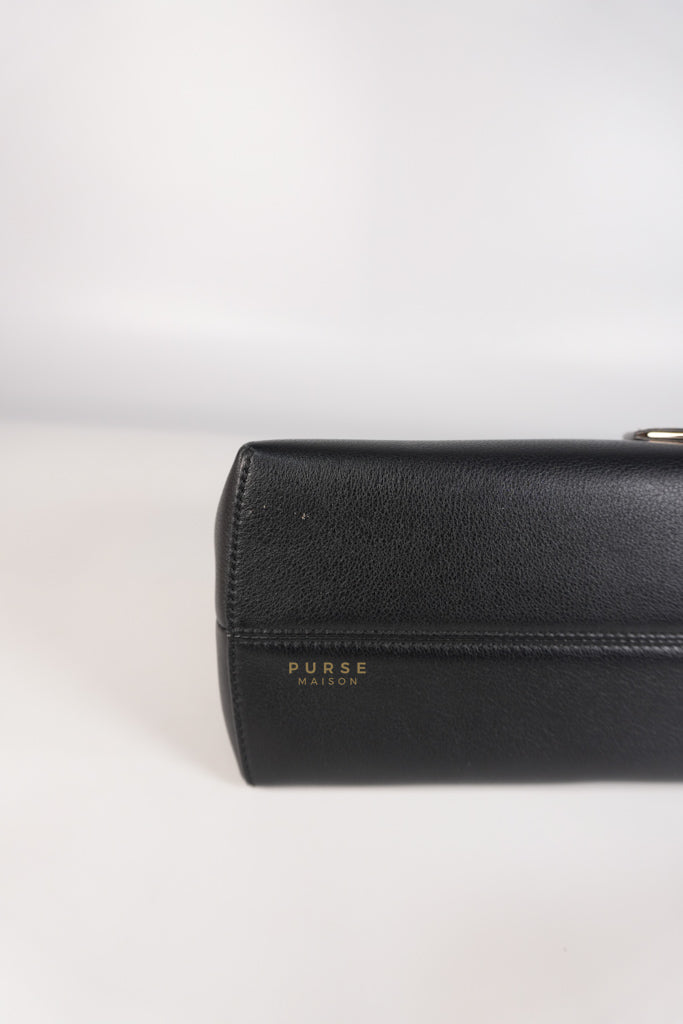 By The Way Bag Small in Black Python Flower Handle and Smooth Leather | Purse Maison Luxury Bags Shop