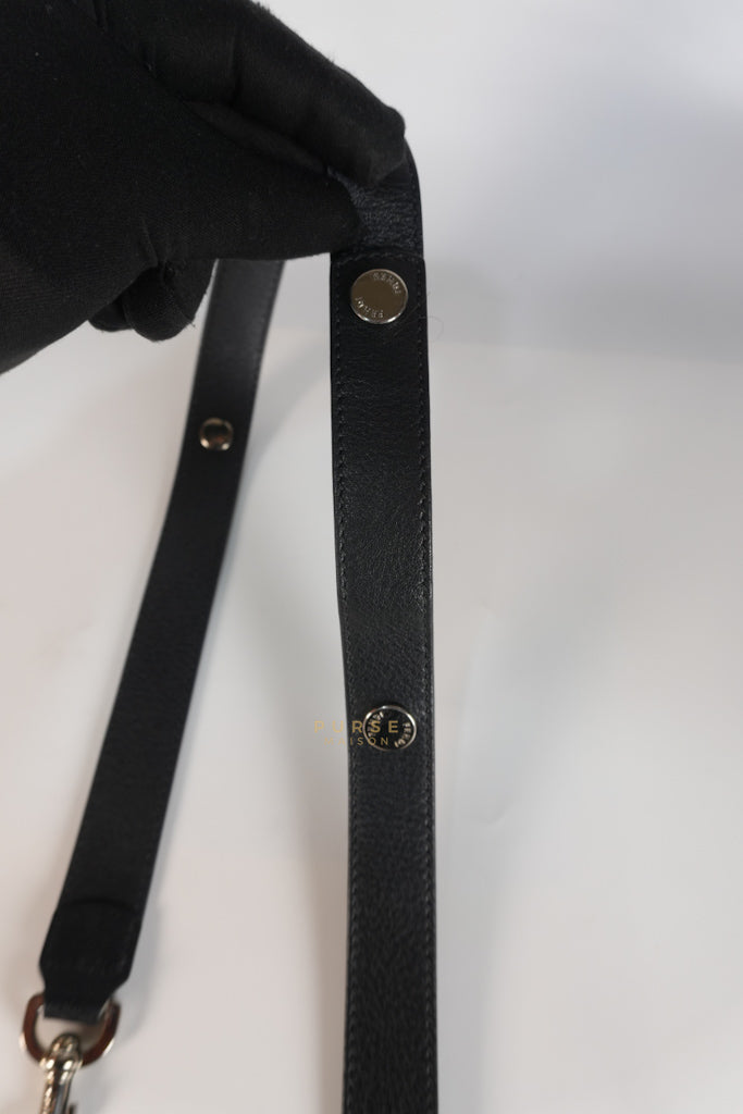 By The Way Bag Small in Black Python Flower Handle and Smooth Leather | Purse Maison Luxury Bags Shop