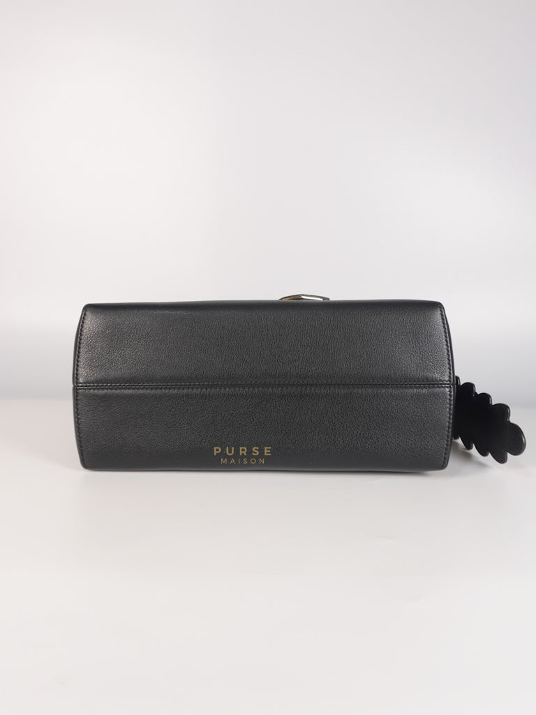 By The Way Bag Small in Black Python Flower Handle and Smooth Leather | Purse Maison Luxury Bags Shop