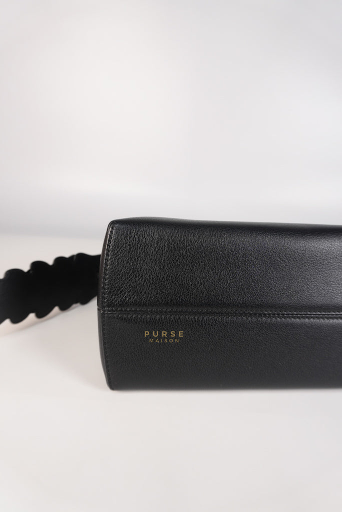 By The Way Bag Small in Black Python Flower Handle and Smooth Leather | Purse Maison Luxury Bags Shop