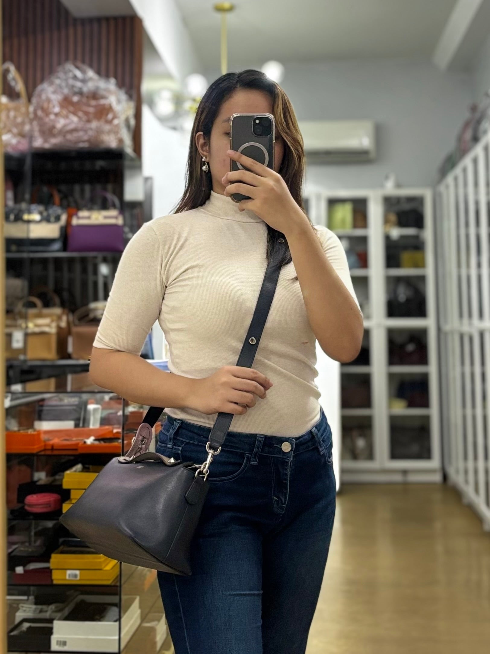 By The Way Bag Small in Multicolor Black Beige & Pink Leather | Purse Maison Luxury Bags Shop