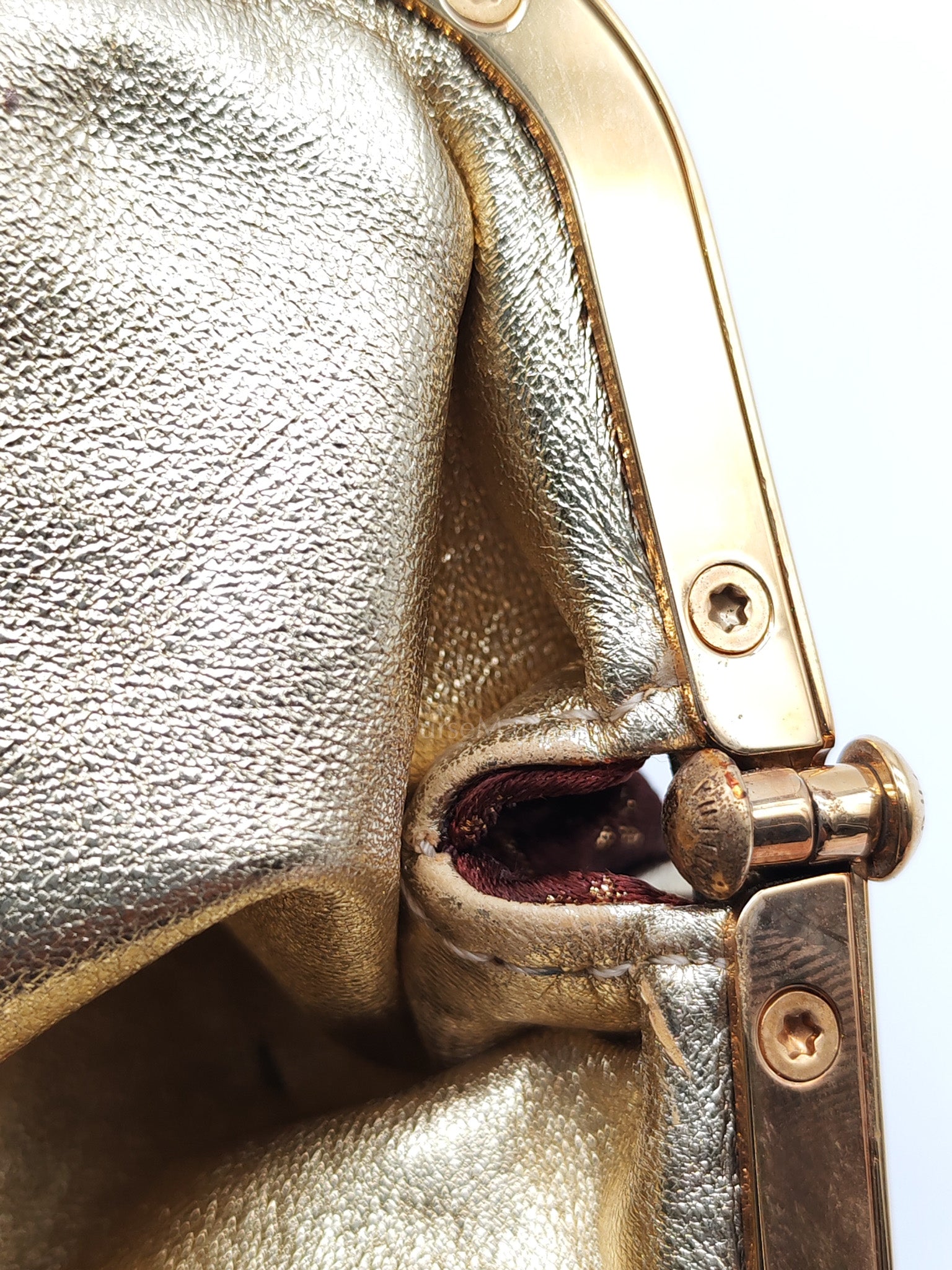 Aumonieve Evening Bag in Monogram Satin & Gold Hardware