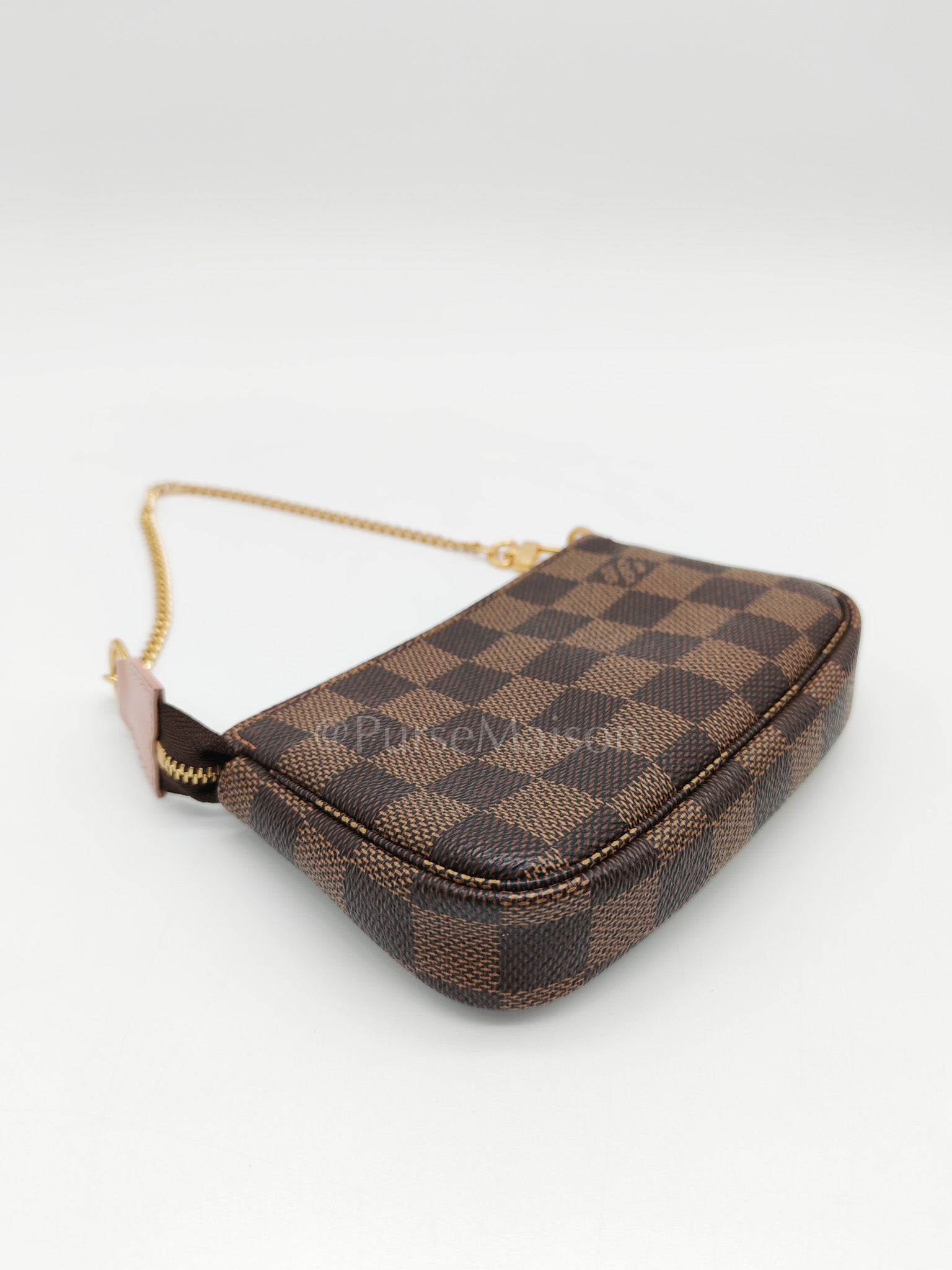 Christmas Animation 2020 Mini Pochette in Damier Ebene Canvas & Gold Hardware (Datecode: SF3240)
