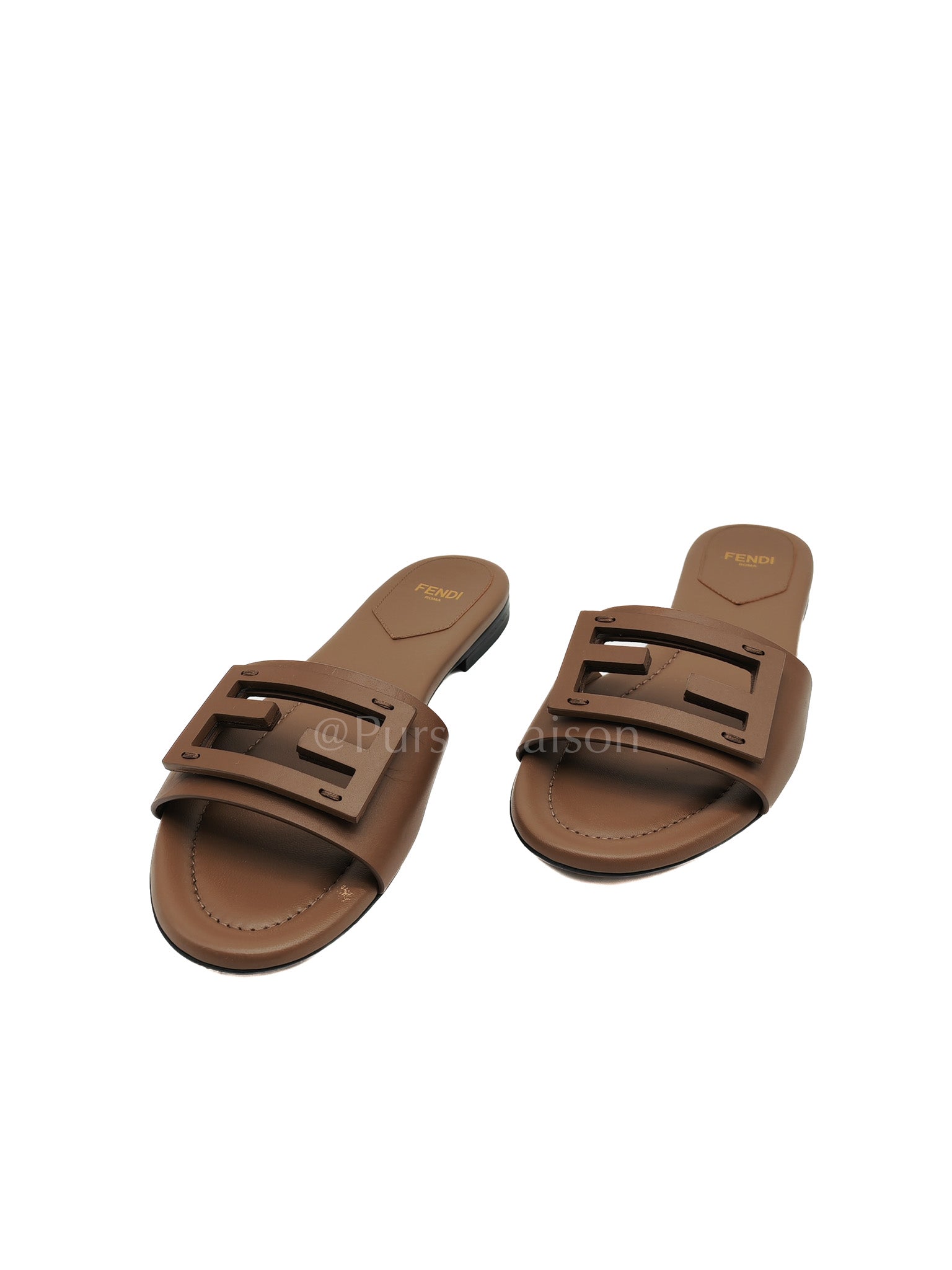 Baguette Slides in Brown Leather Size 37 EU (24 cm)