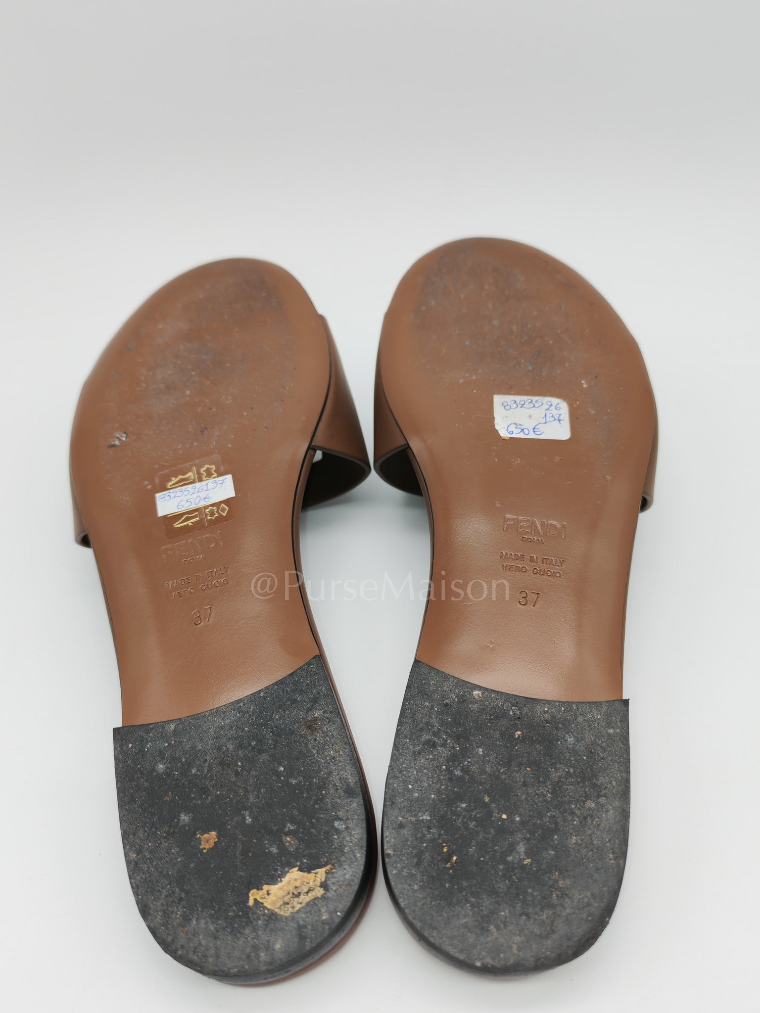 Baguette Slides in Brown Leather Size 37 EU (24 cm)