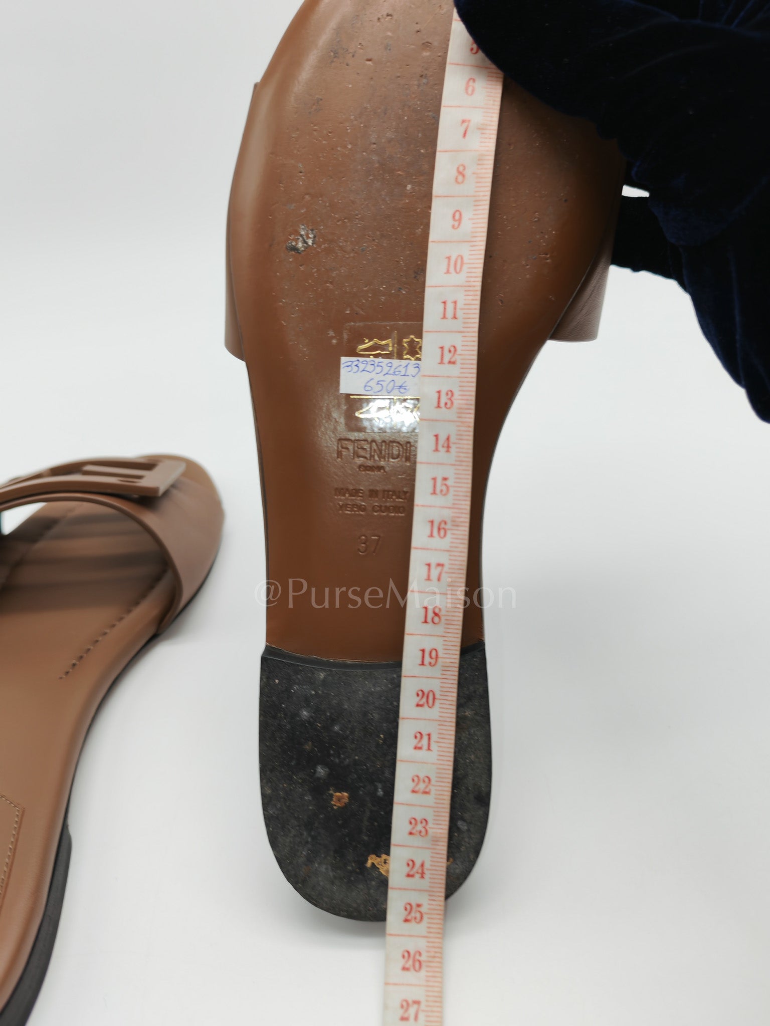 Baguette Slides in Brown Leather Size 37 EU (24 cm)