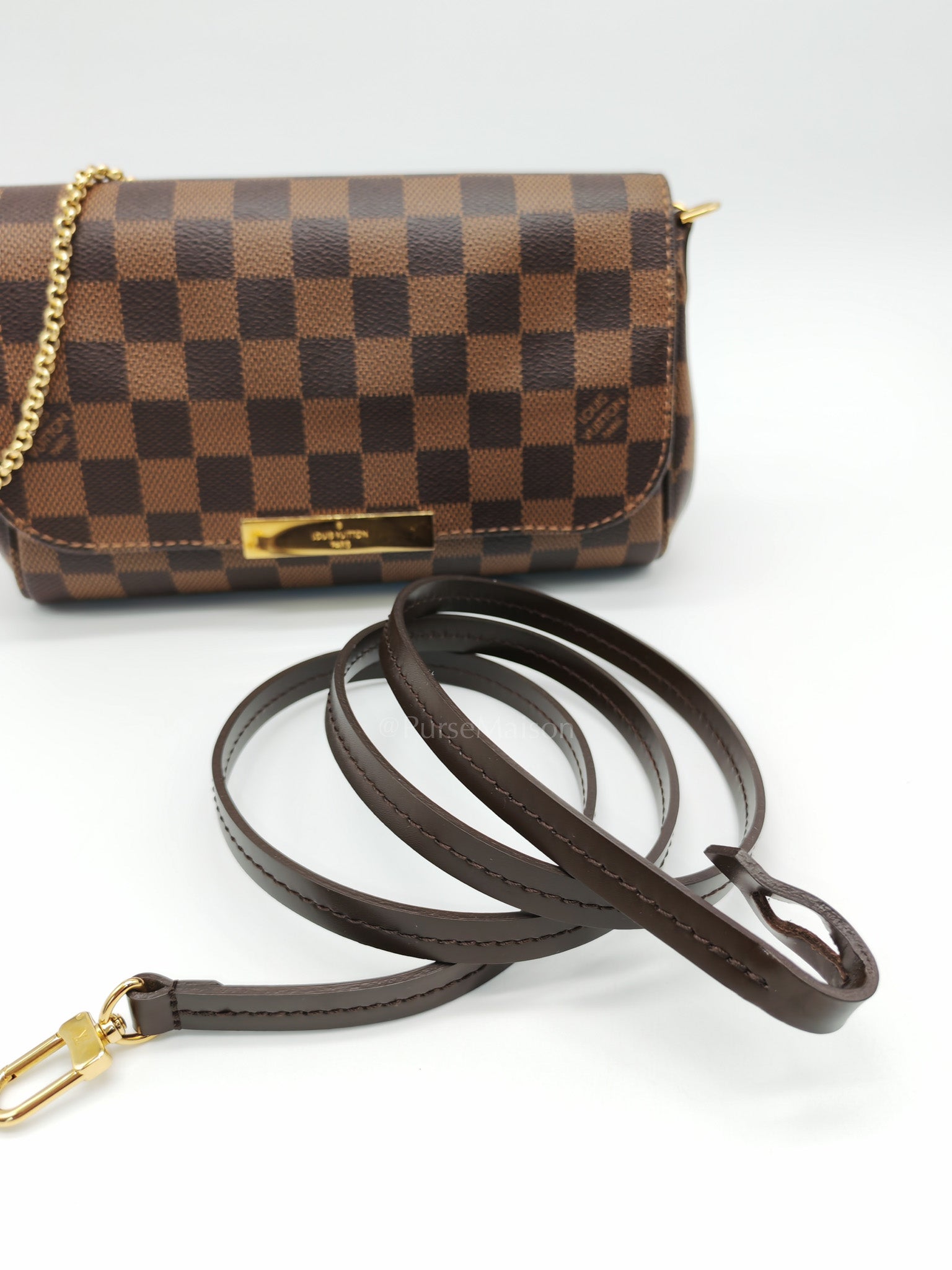 Favorite PM Pochette in Damier Ebene Canvas Shoulder Bag (Date Code: DU2124)