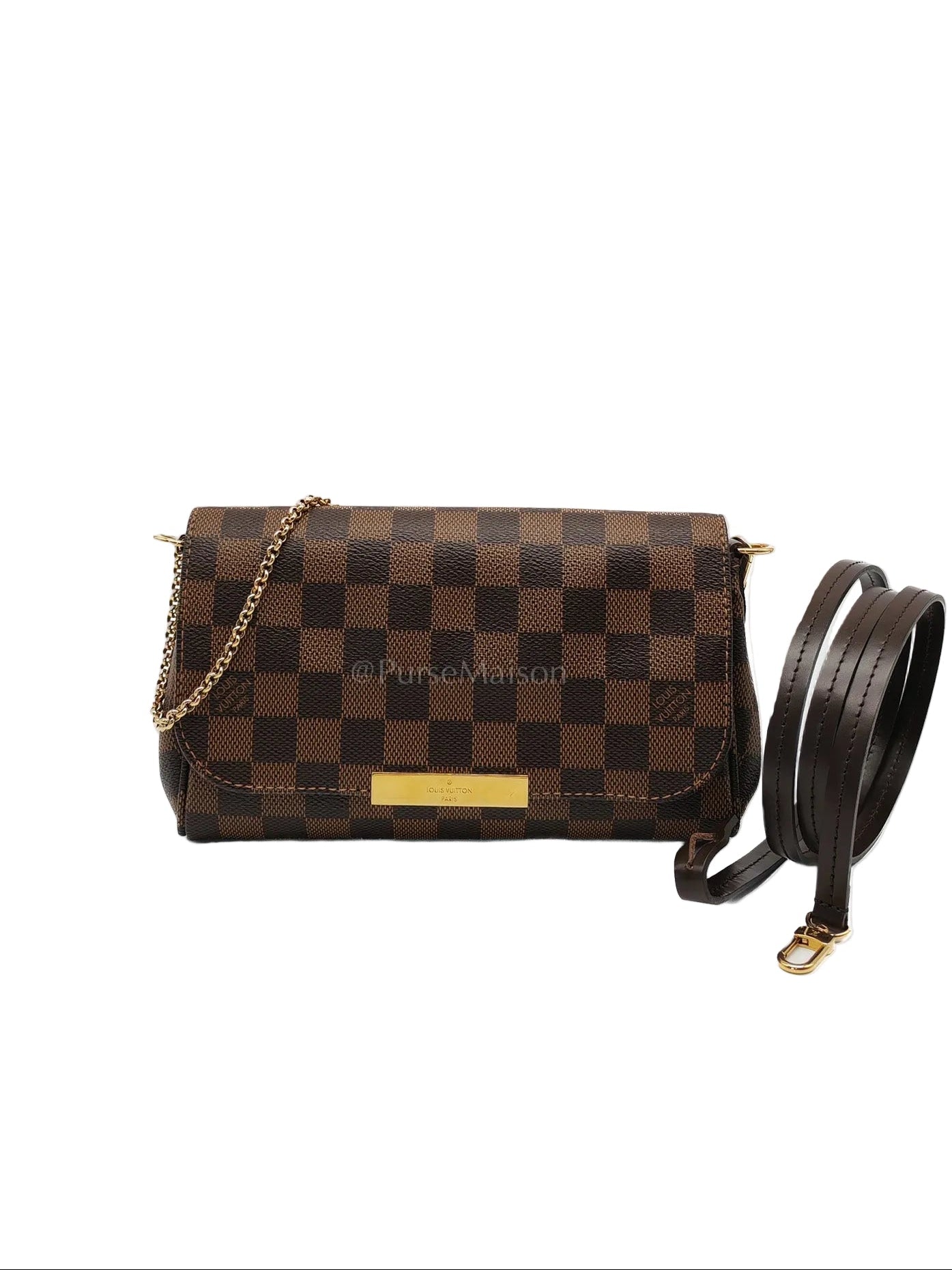 Favorite PM Pochette in Damier Ebene Canvas Shoulder Bag (Date Code: DU2124)