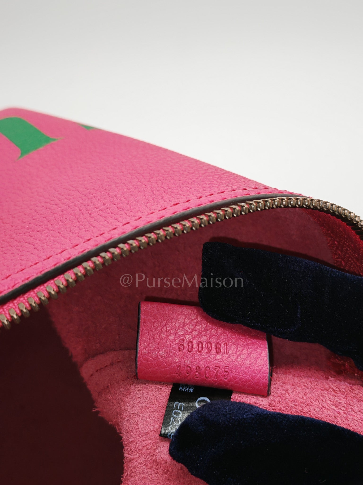 Porfolio Clutch in Pink Gucci Print Prominent Green Logo