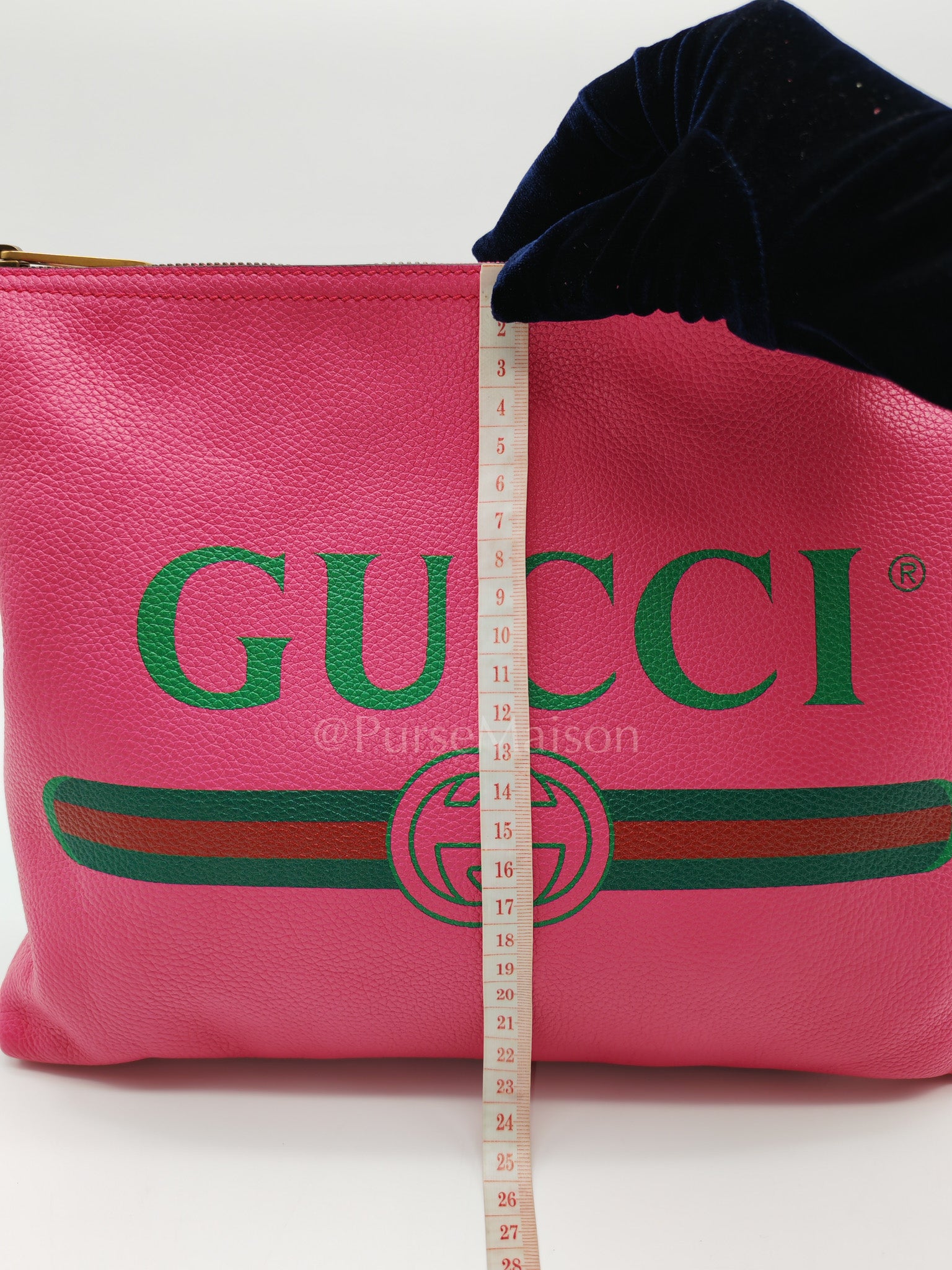 Porfolio Clutch in Pink Gucci Print Prominent Green Logo