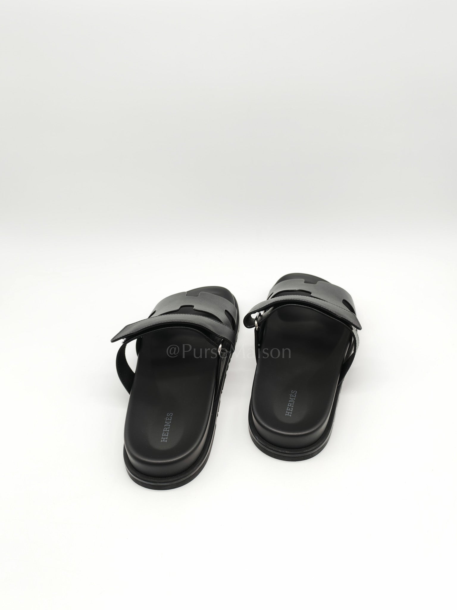 Chypre Sandals in Noir/Black Calfskin Leather Size 10 US|43 EU|28cm