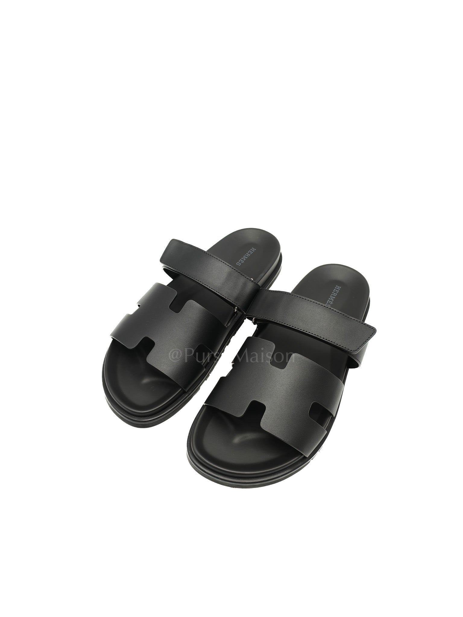 Chypre Sandals in Noir/Black Calfskin Leather Size 10 US|43 EU|28cm