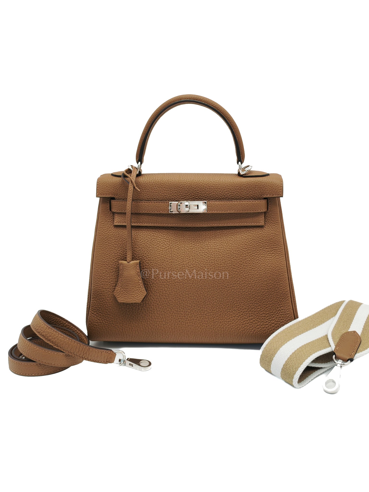 Kelly II 25 Alezan Togo Leather in Palladium Hardware Stamp K(2025)