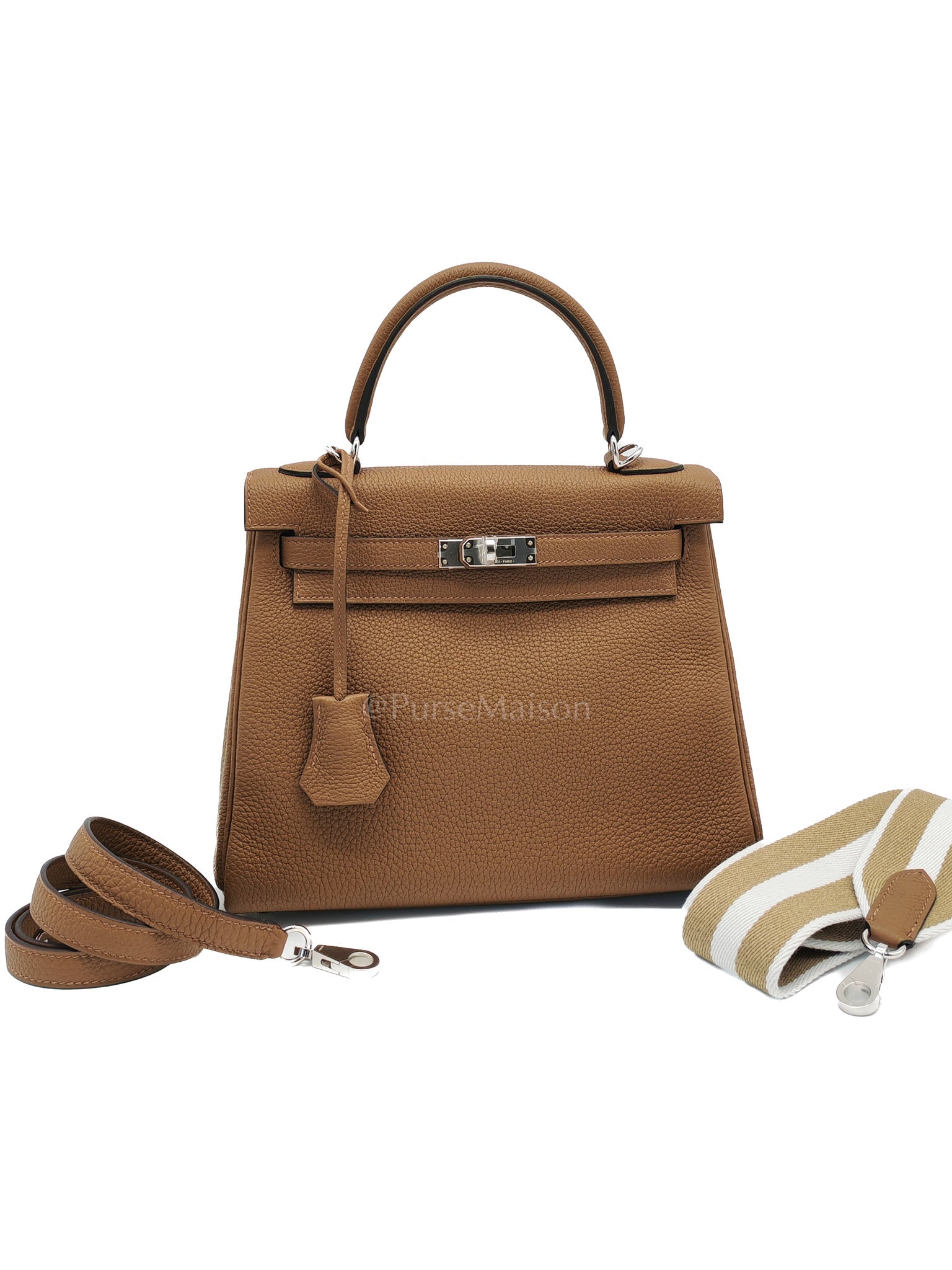 Kelly II 25 Alezan Togo Leather in Palladium Hardware Stamp K(2025)