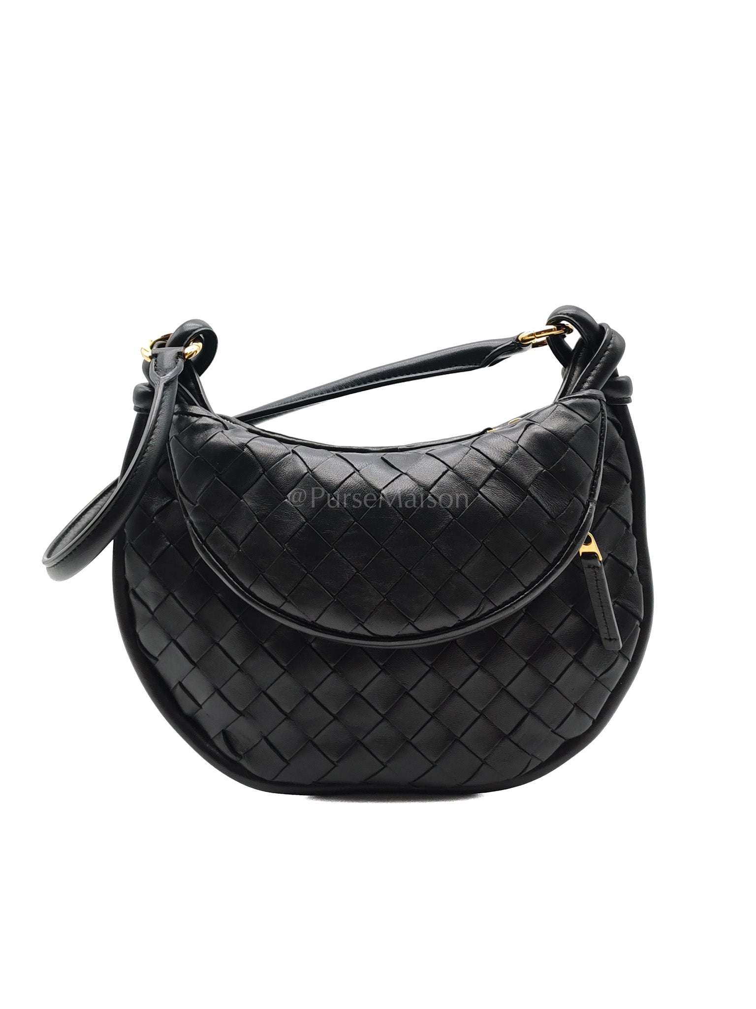 Gemelli Small in Black Intrecciato Nappa Leather Shoulder Bag