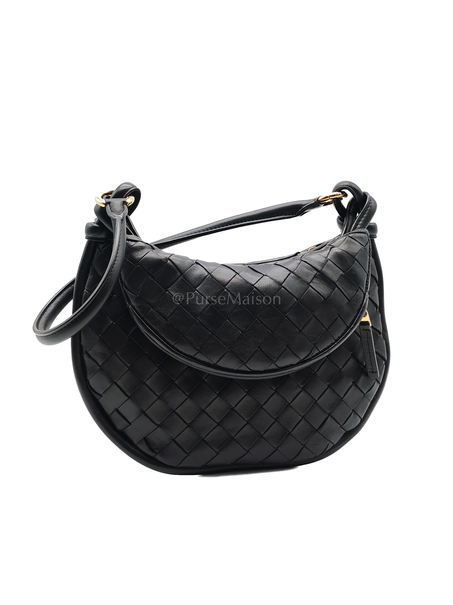 Gemelli Small in Black Intrecciato Nappa Leather Shoulder Bag