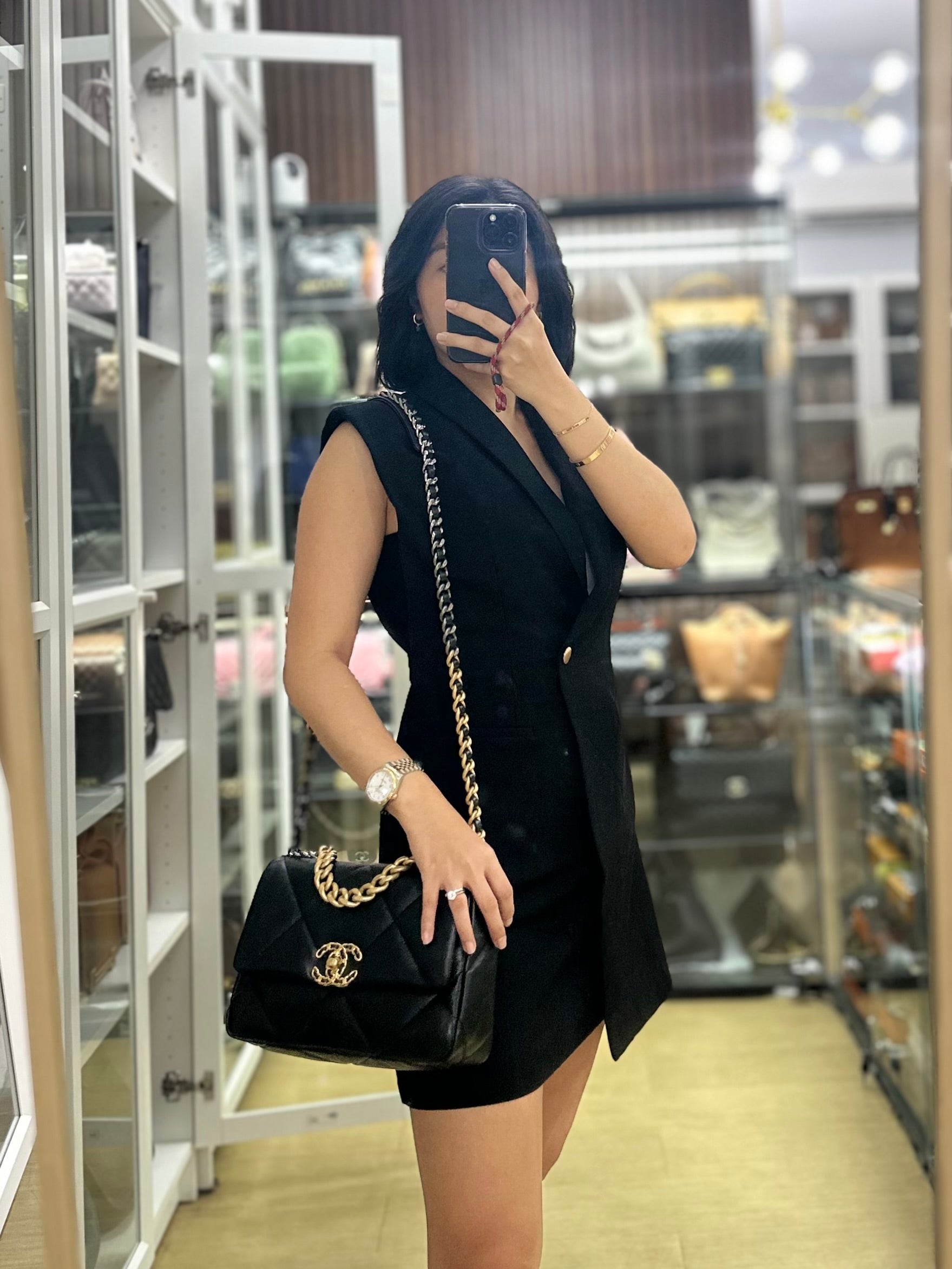 C19 Small in Black Lambskin Leather & Mixed Hardware (Microchip) | Purse Maison Luxury Bags Shop