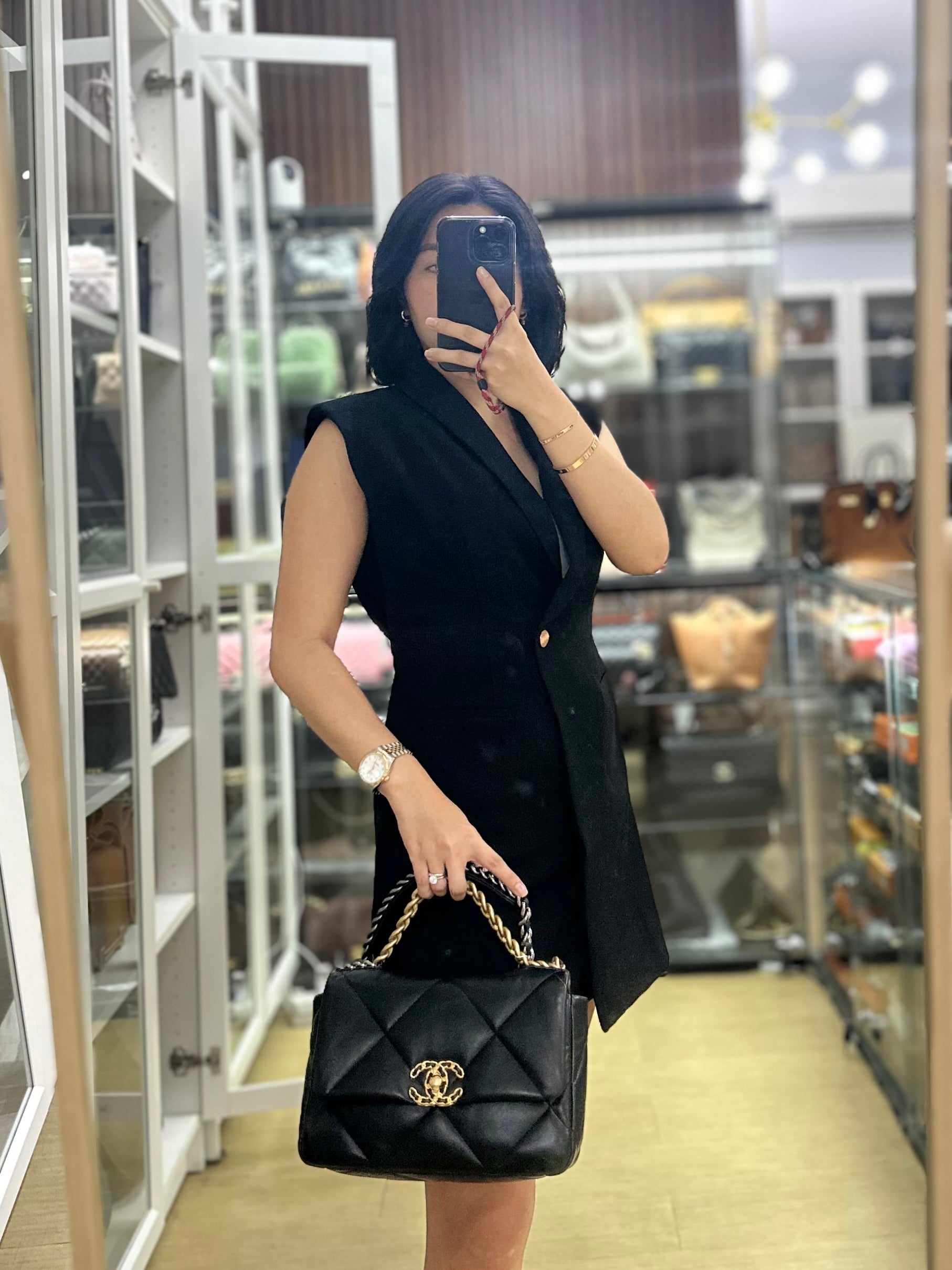 C19 Small in Black Lambskin Leather & Mixed Hardware (Microchip) | Purse Maison Luxury Bags Shop