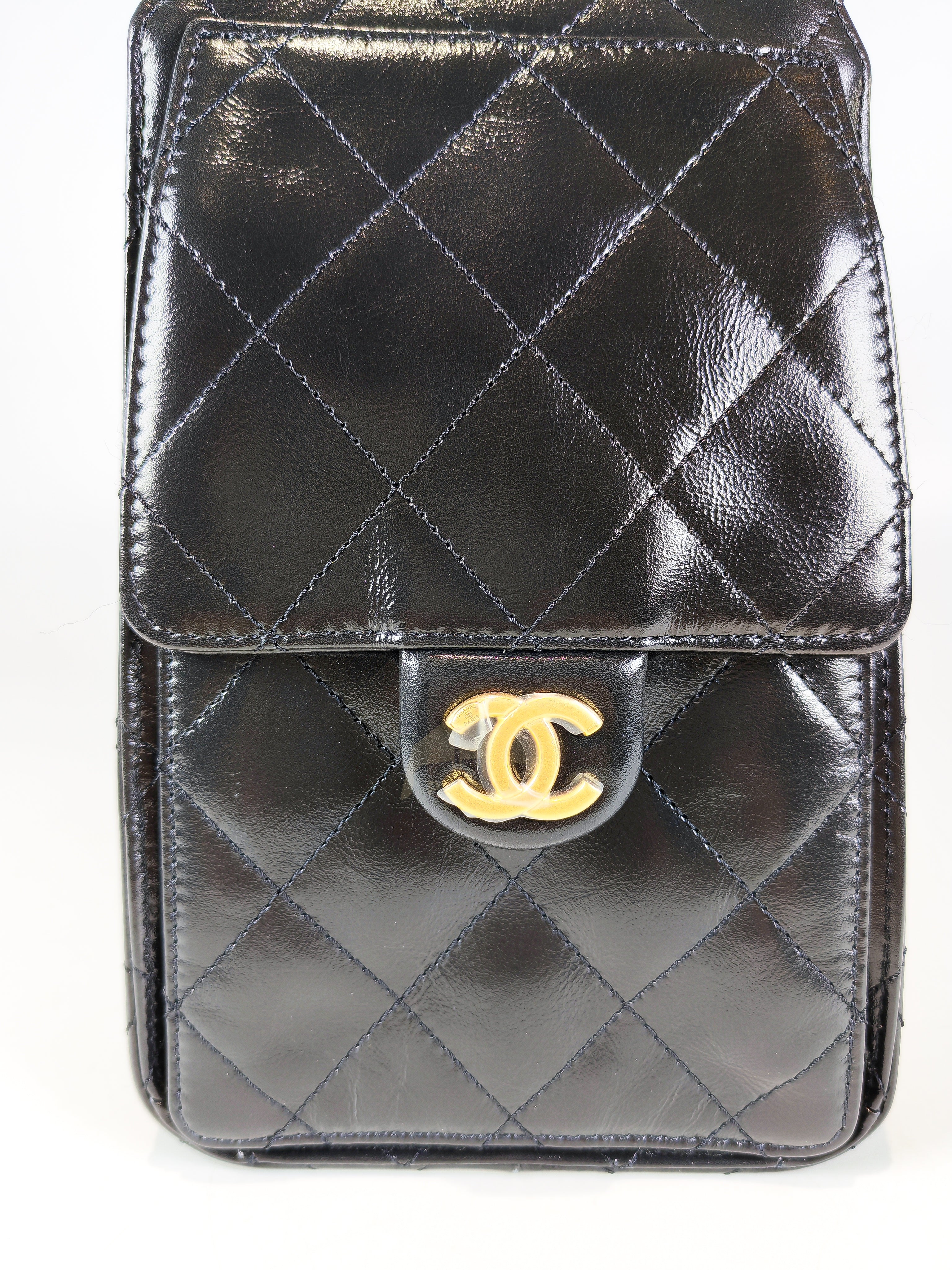 C25 Small in Black Shiny Calfskin Leather and Mixed Hardware (Microchip) | Purse Maison Luxury Bags Shop