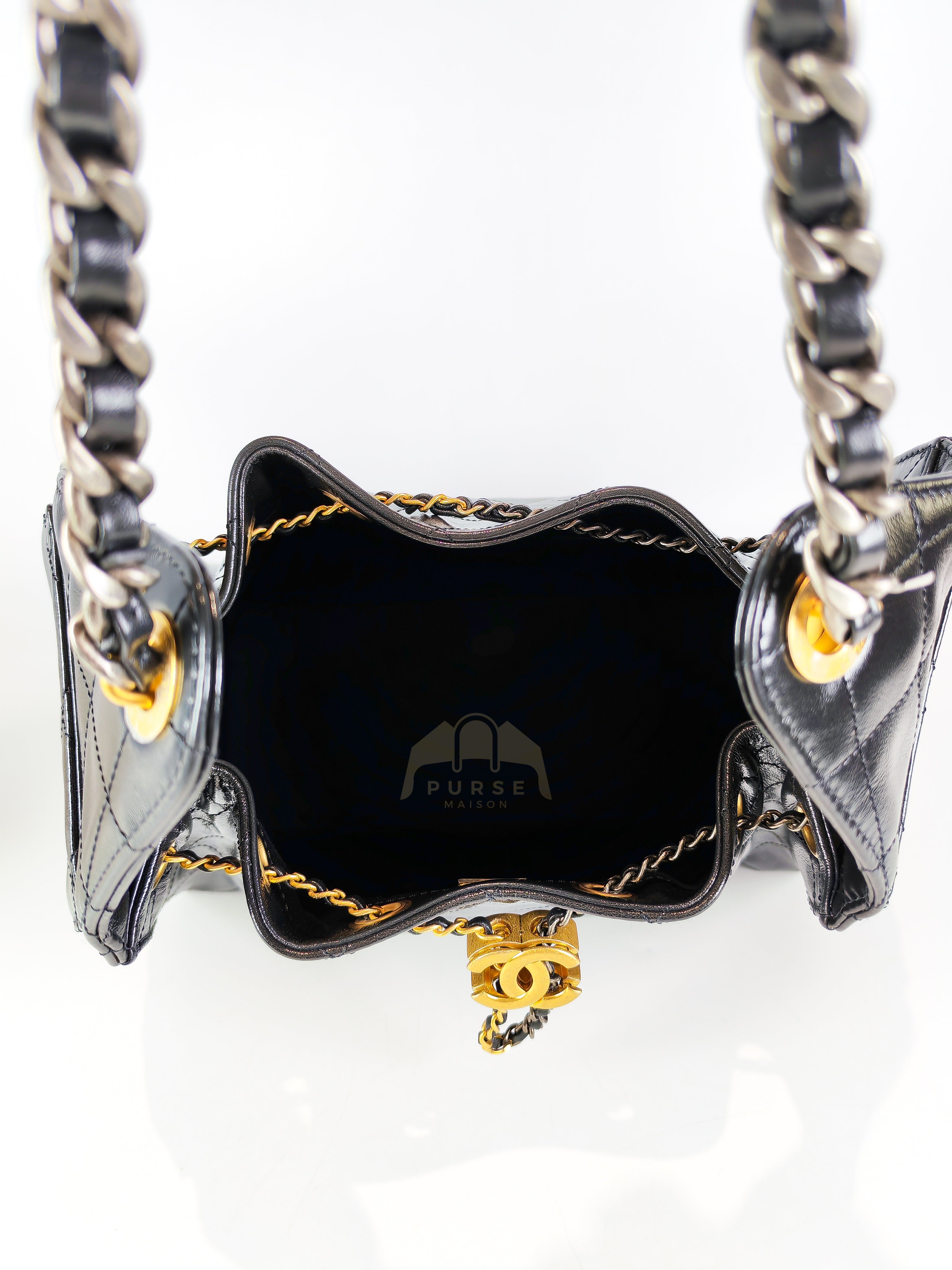 C25 Small in Black Shiny Calfskin Leather and Mixed Hardware (Microchip) | Purse Maison Luxury Bags Shop