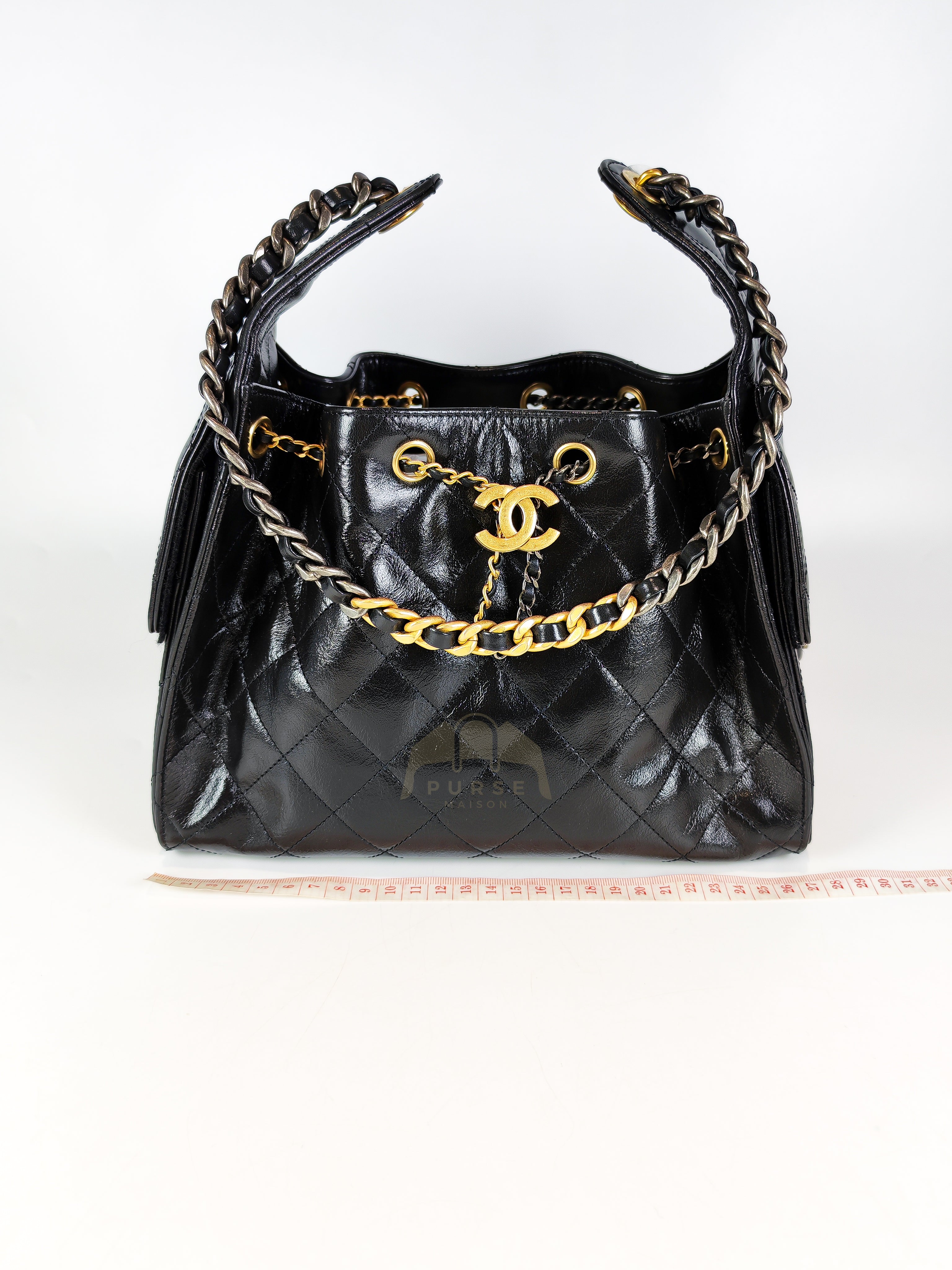C25 Small in Black Shiny Calfskin Leather and Mixed Hardware (Microchip) | Purse Maison Luxury Bags Shop