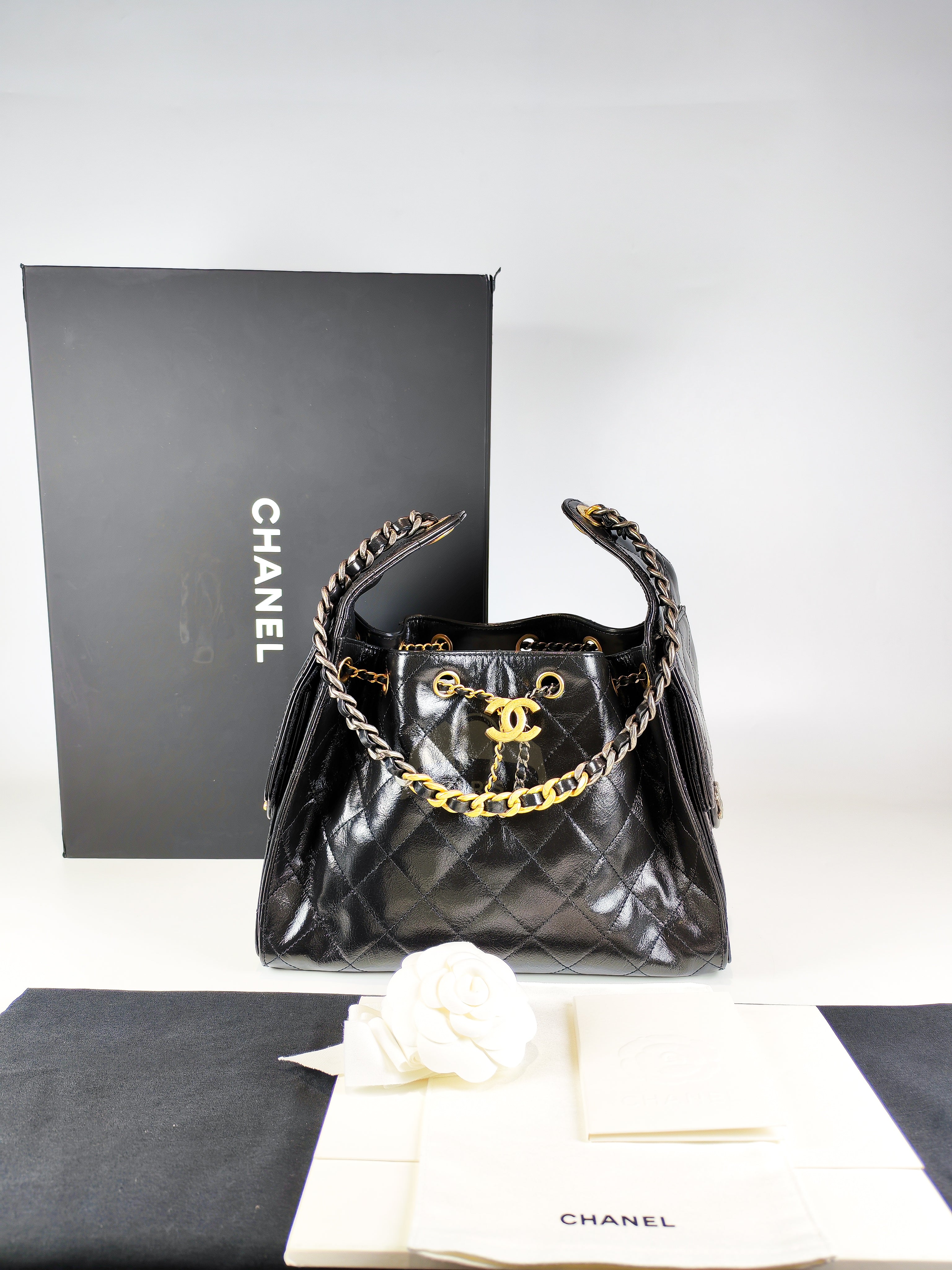 C25 Small in Black Shiny Calfskin Leather and Mixed Hardware (Microchip) | Purse Maison Luxury Bags Shop