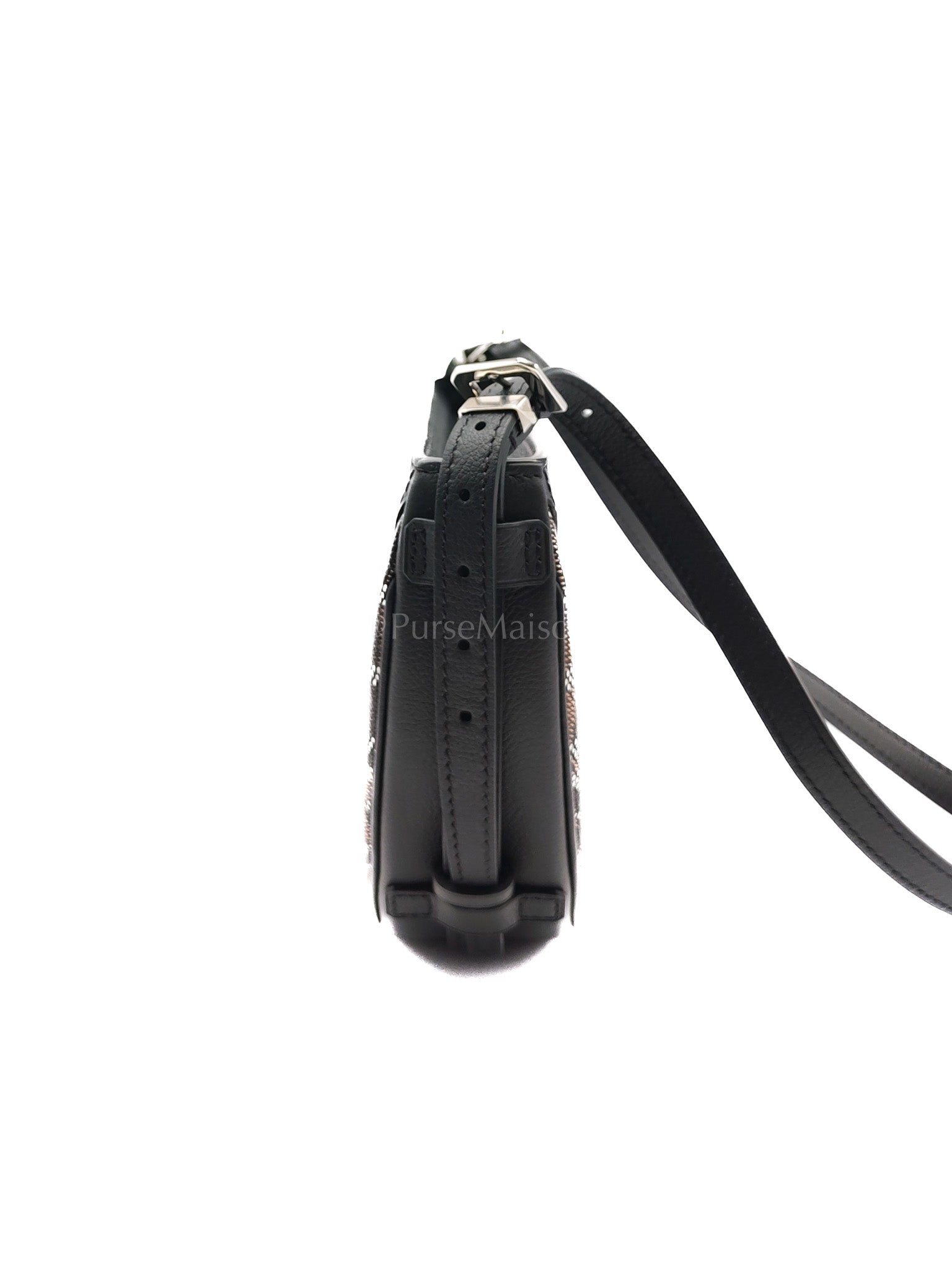 Hirondelle in Black Goyardine Cavas Crossbody Bag