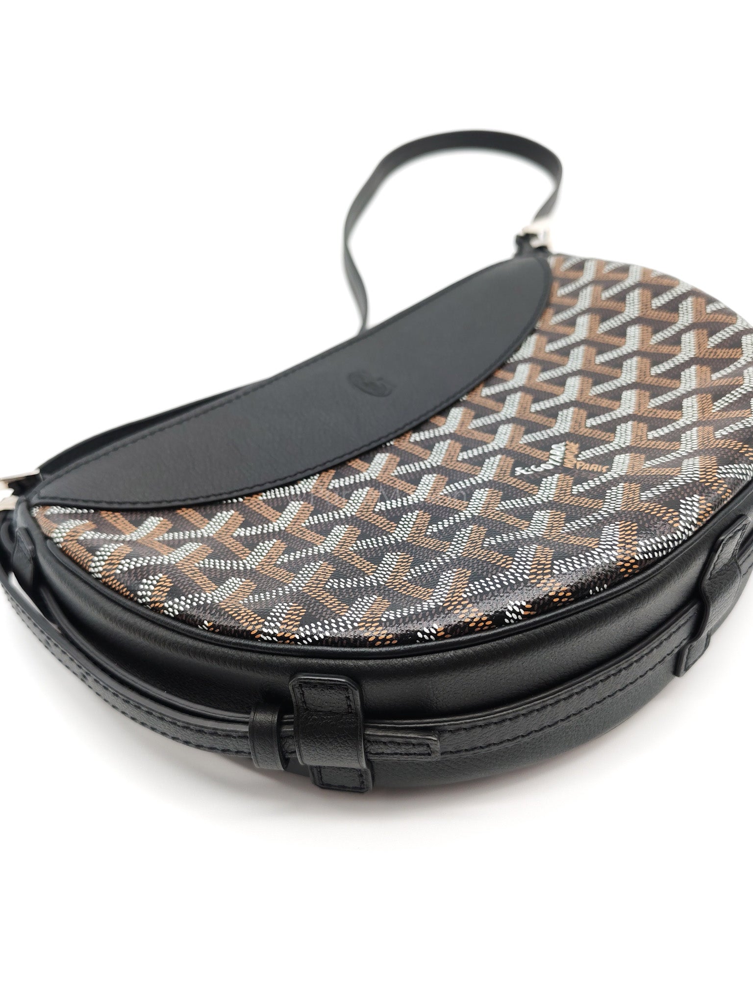 Hirondelle in Black Goyardine Cavas Crossbody Bag