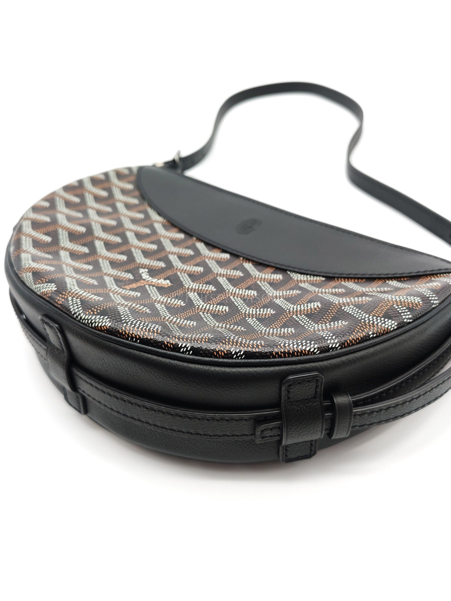 Hirondelle in Black Goyardine Cavas Crossbody Bag