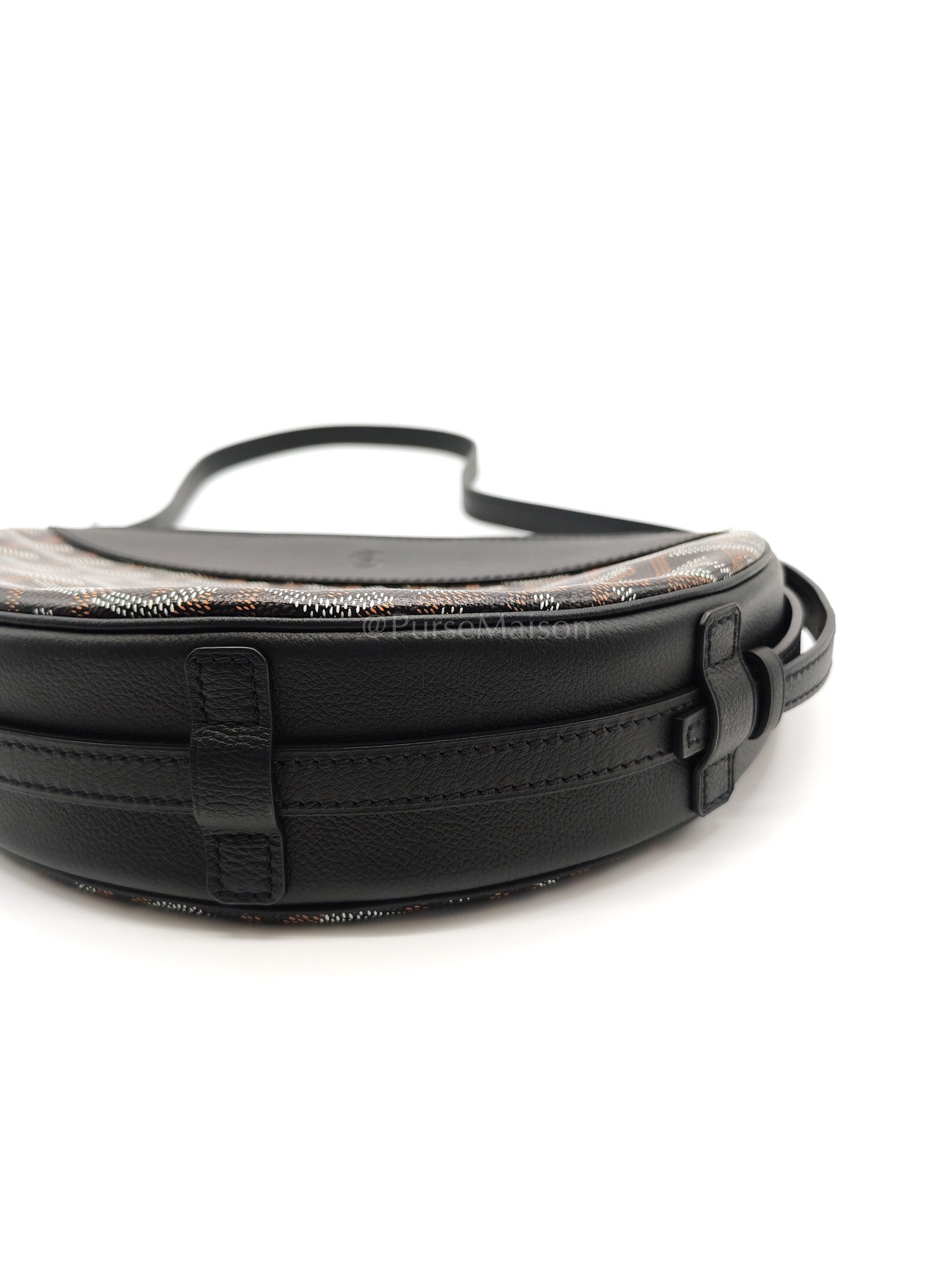 Hirondelle in Black Goyardine Cavas Crossbody Bag