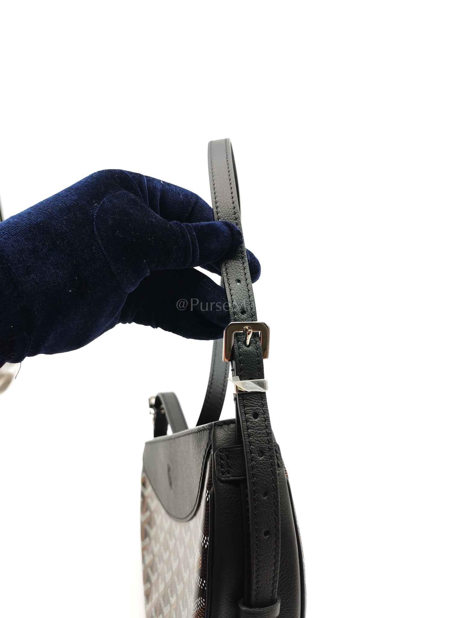 Hirondelle in Black Goyardine Cavas Crossbody Bag