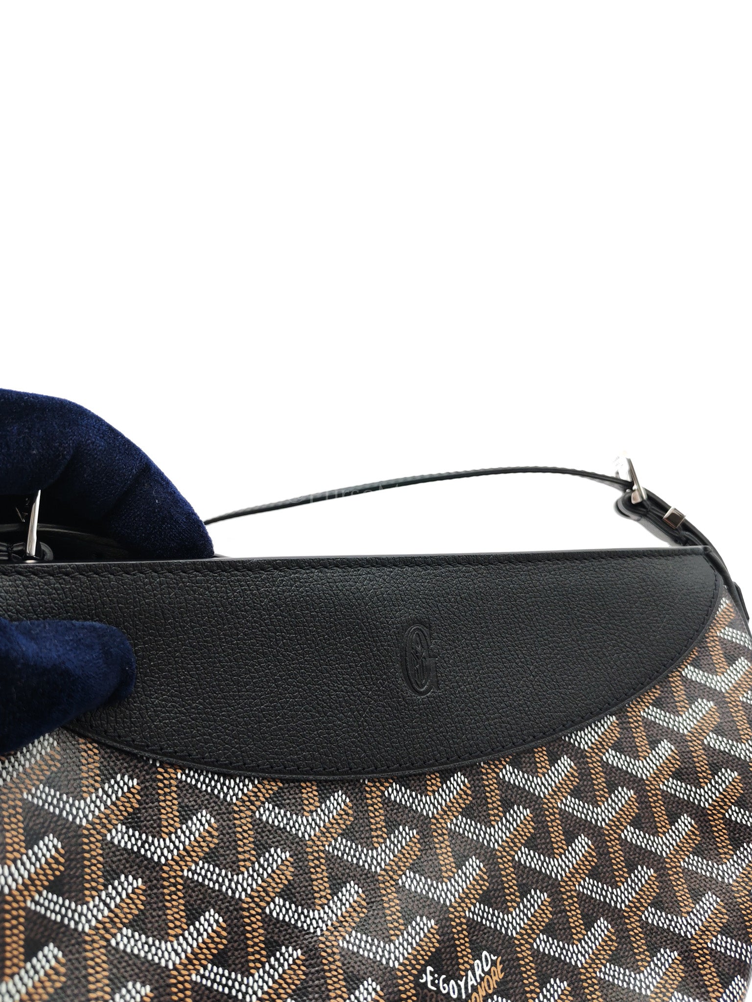 Hirondelle in Black Goyardine Cavas Crossbody Bag