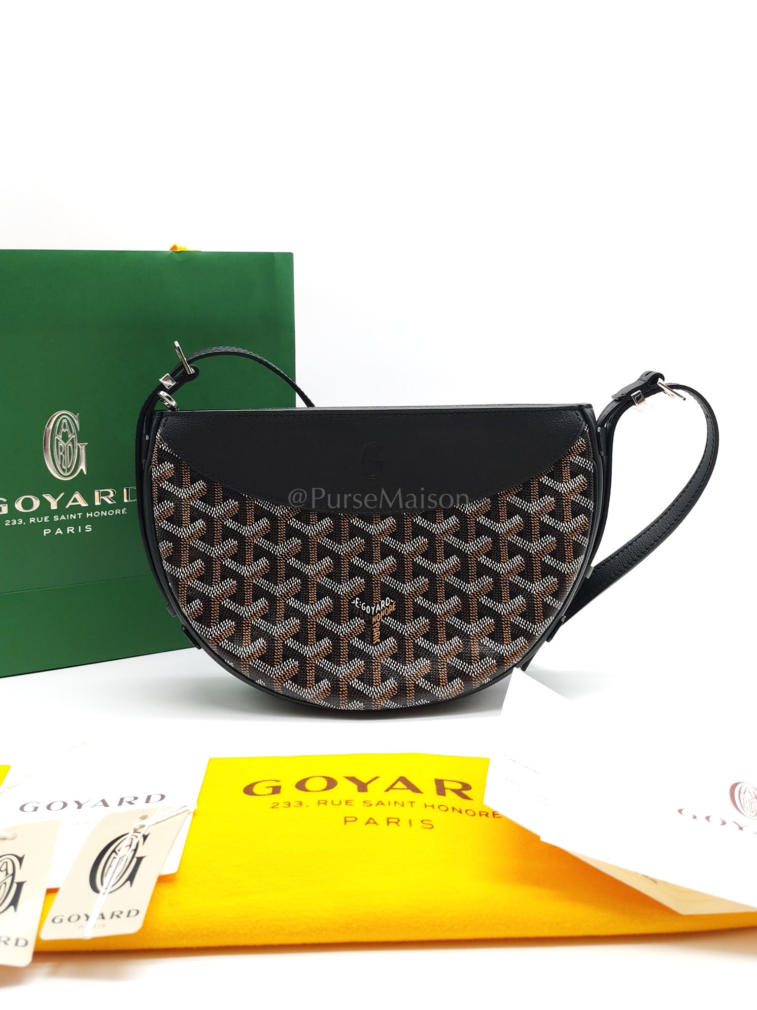 Hirondelle in Black Goyardine Cavas Crossbody Bag