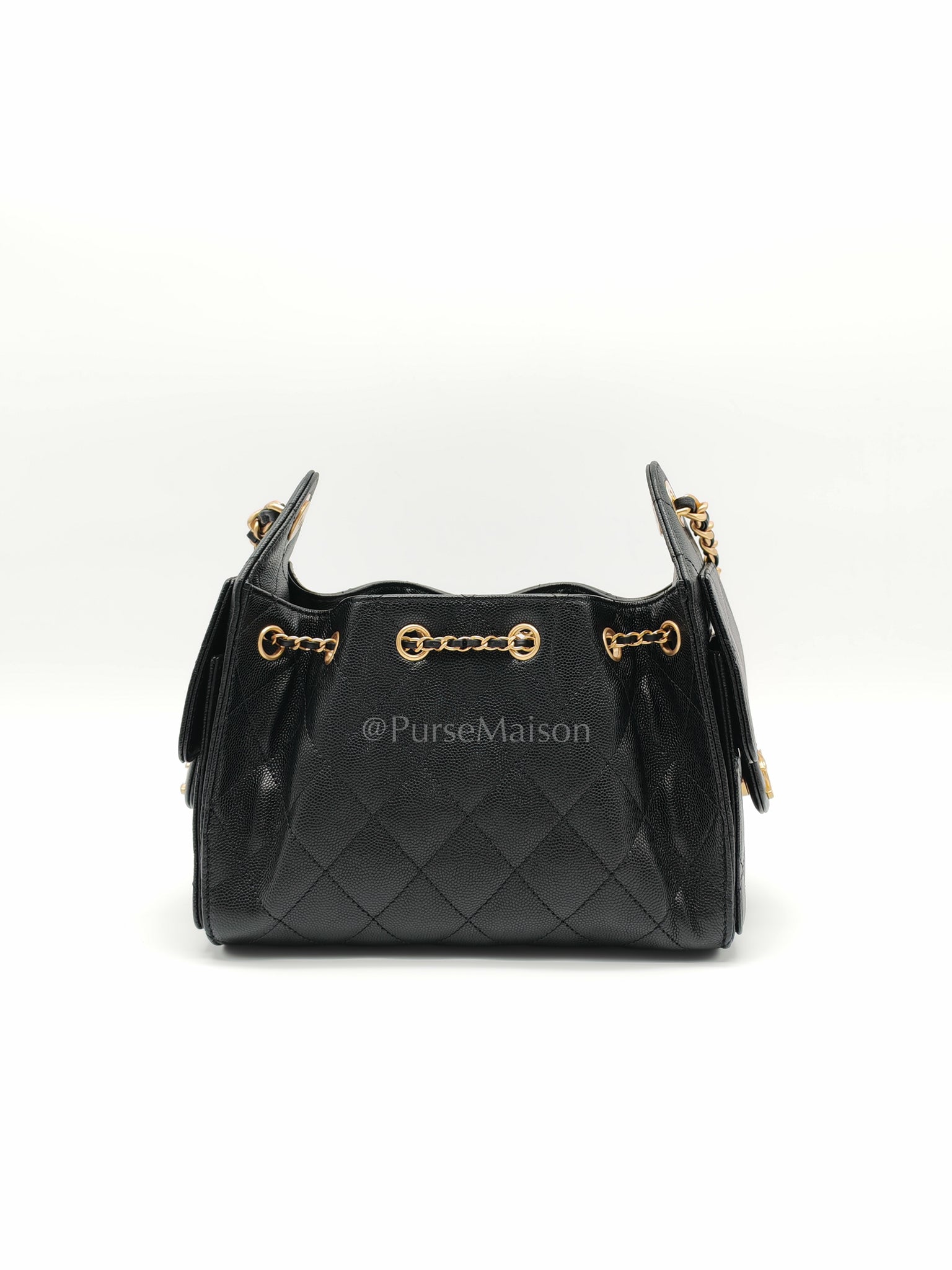 25 Mini Black Caviar Leather in Aged Gold Hardware Microchip(H9****EA) | Purse Maison Luxury Bags Shop