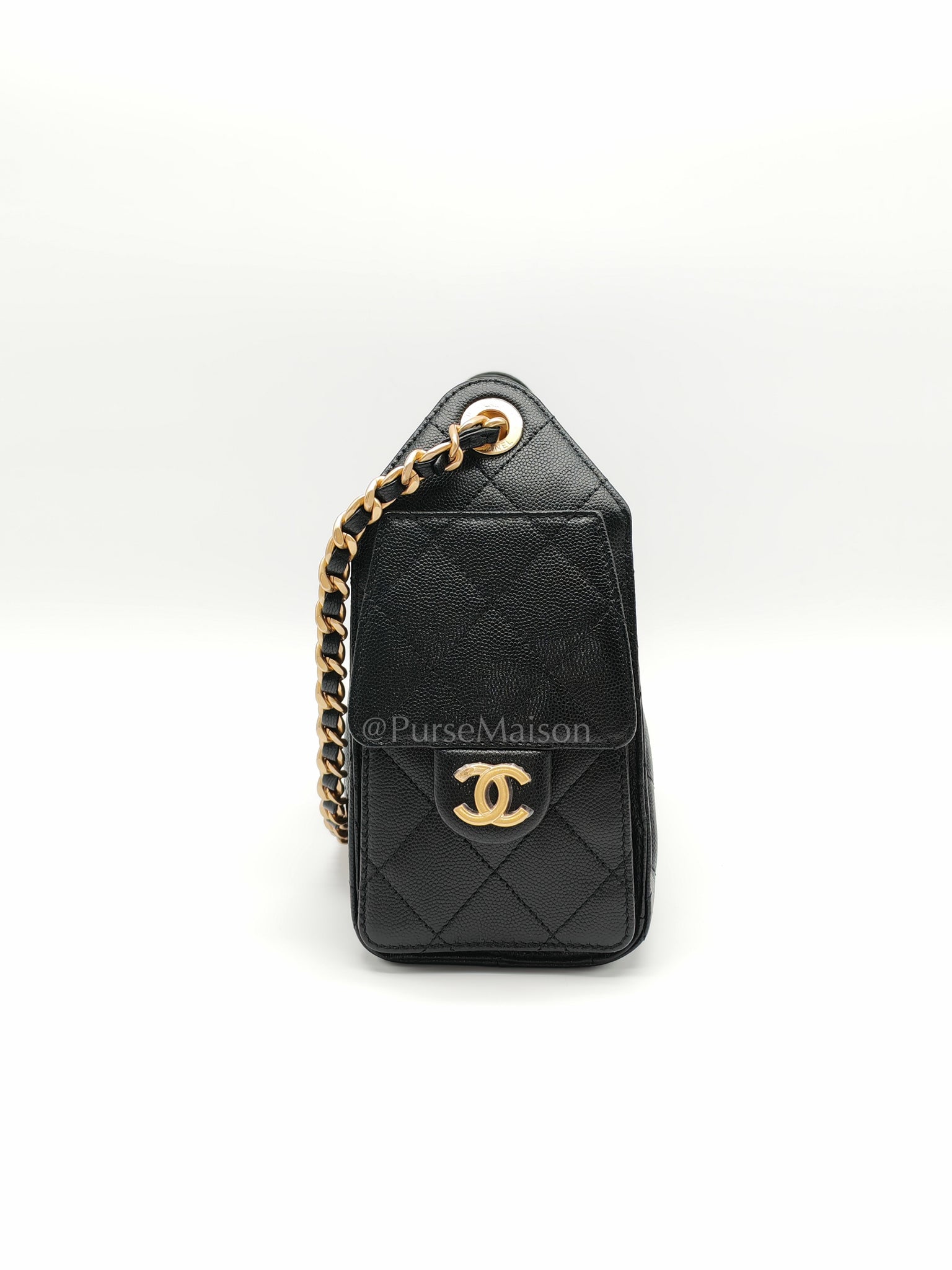25 Mini Black Caviar Leather in Aged Gold Hardware Microchip(H9****EA) | Purse Maison Luxury Bags Shop